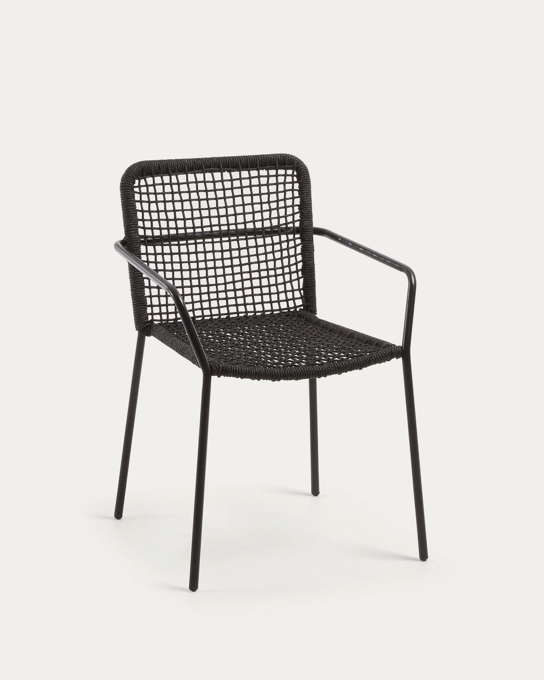 Ellen stackable chair in black cord with galvanised steel - Product View