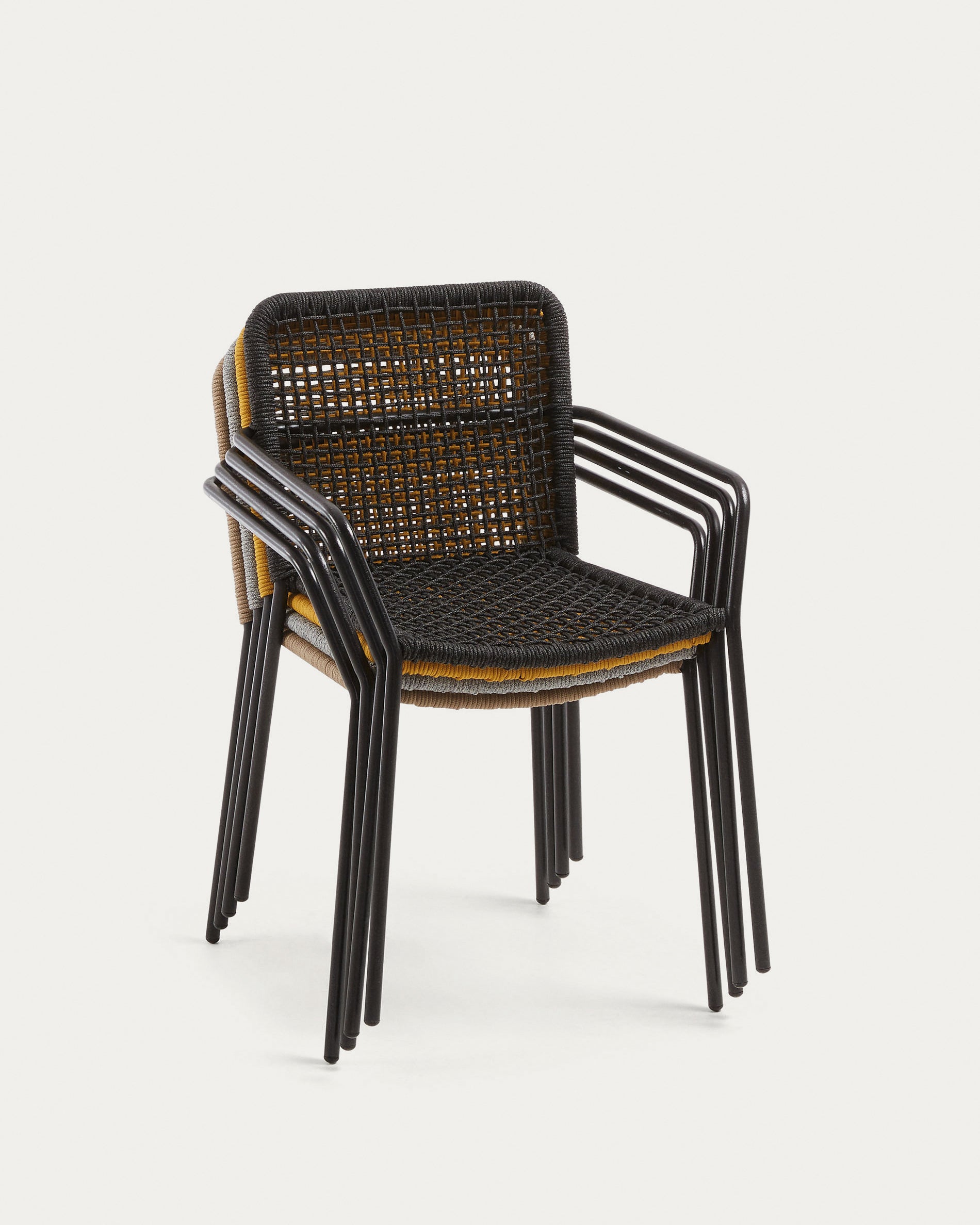 Ellen stackable chair in black cord with galvanised steel - Product View