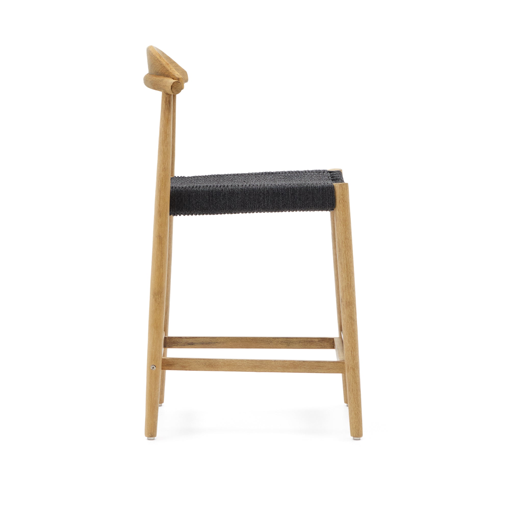 Nina chair, made of solid acacia wood, natural finish and black rope, height 62 cm