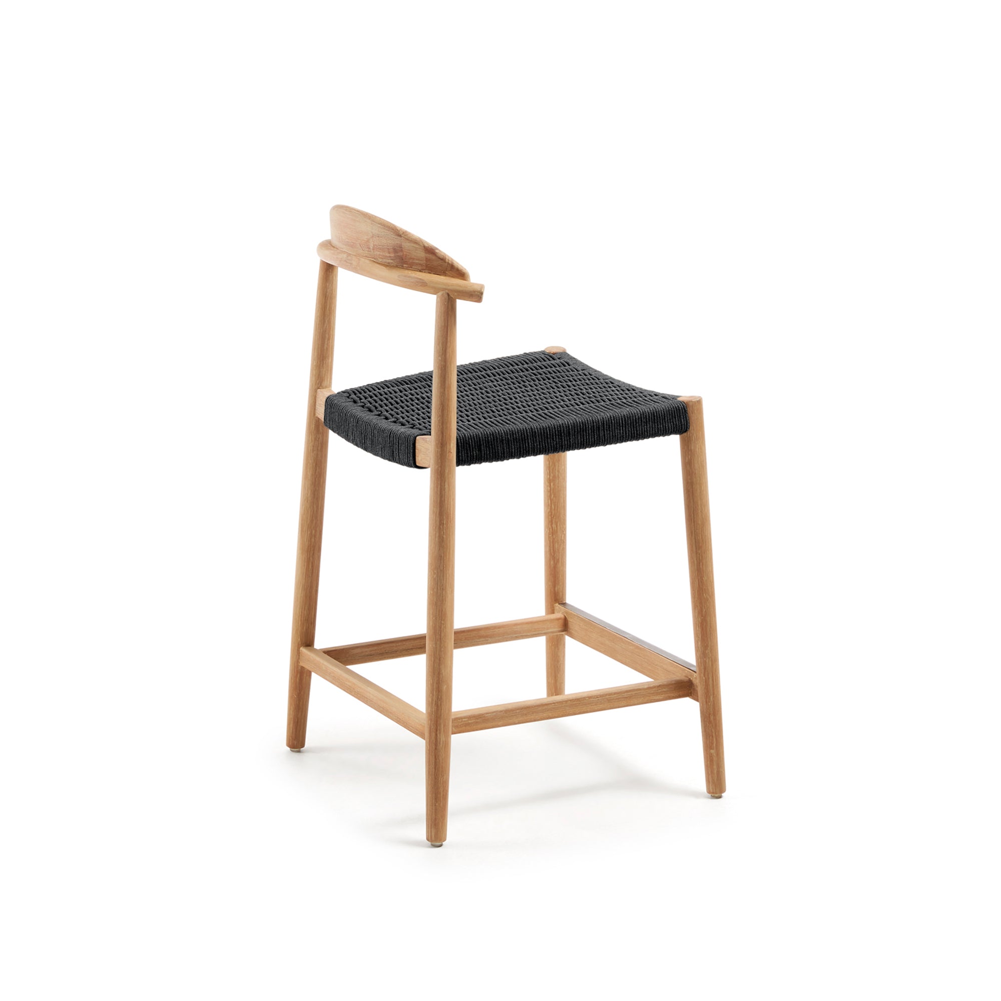 Nina Stool made of solid acacia wood with natural finish and black rope, height 62 cm - Product Image