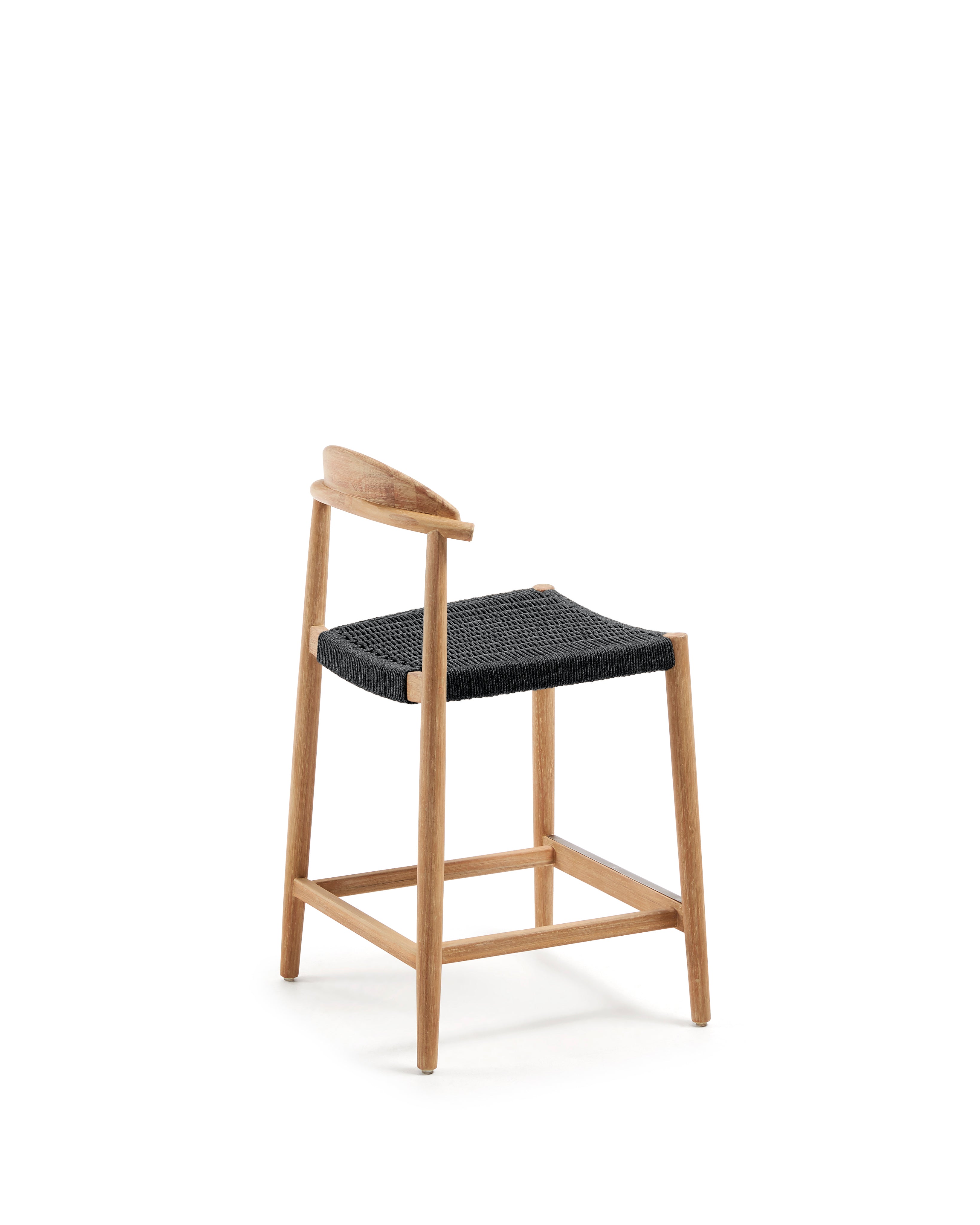 Nina Stool made of solid acacia wood with natural finish and black rope, height 62 cm - Product Image