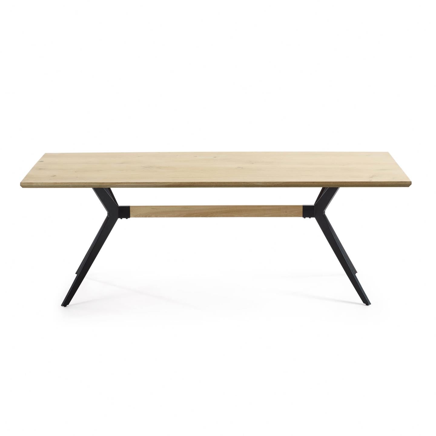 Amethyst oak veneer table with a whitewashed finish and black steel legs, 160 x 90 cm - Product Image