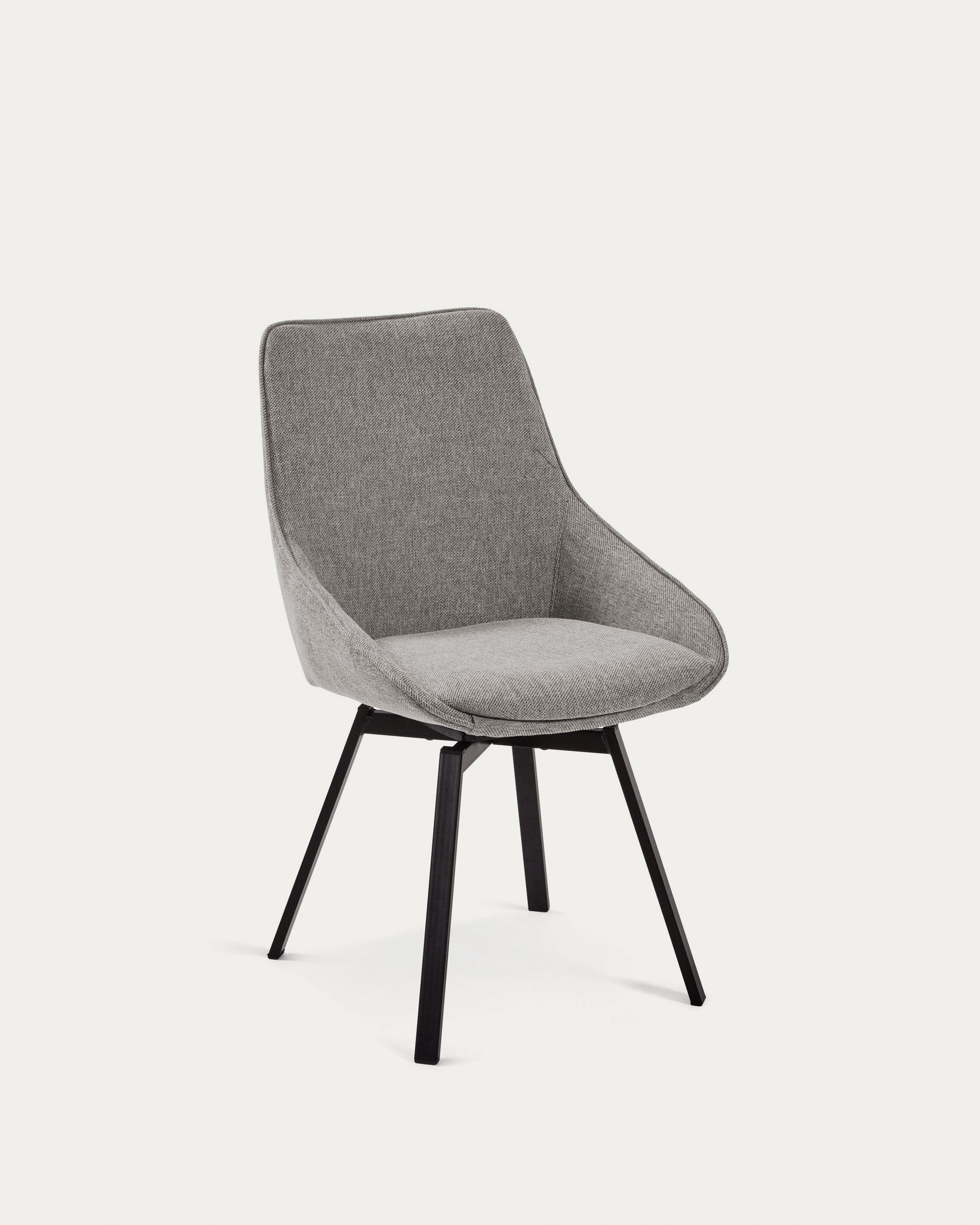 Jenna light grey swivel chair with steel legs with black finish FSC 100% - Product View