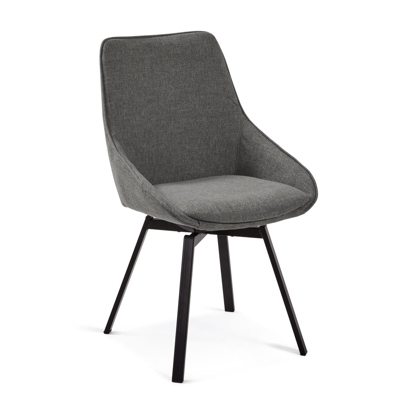 Jenna dark grey swivel chair with steel legs with black finish FSC 100% - Product Image