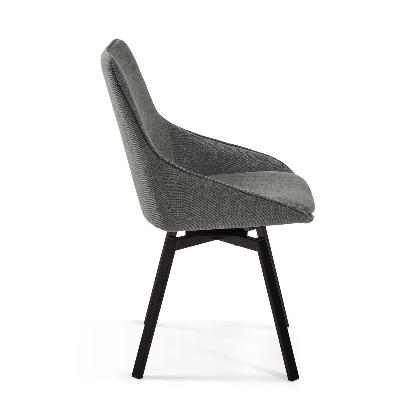 Jenna dark grey swivel chair with steel legs with black finish FSC 100% - Product Image