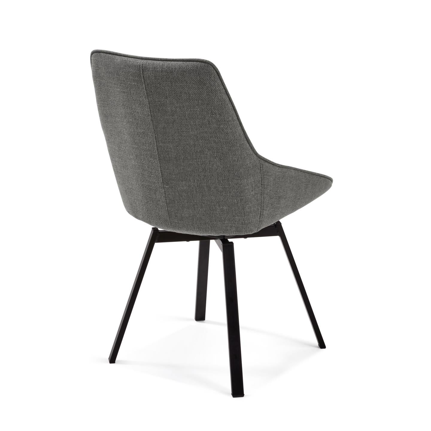 Jenna dark grey swivel chair with steel legs with black finish FSC 100% - Product Image