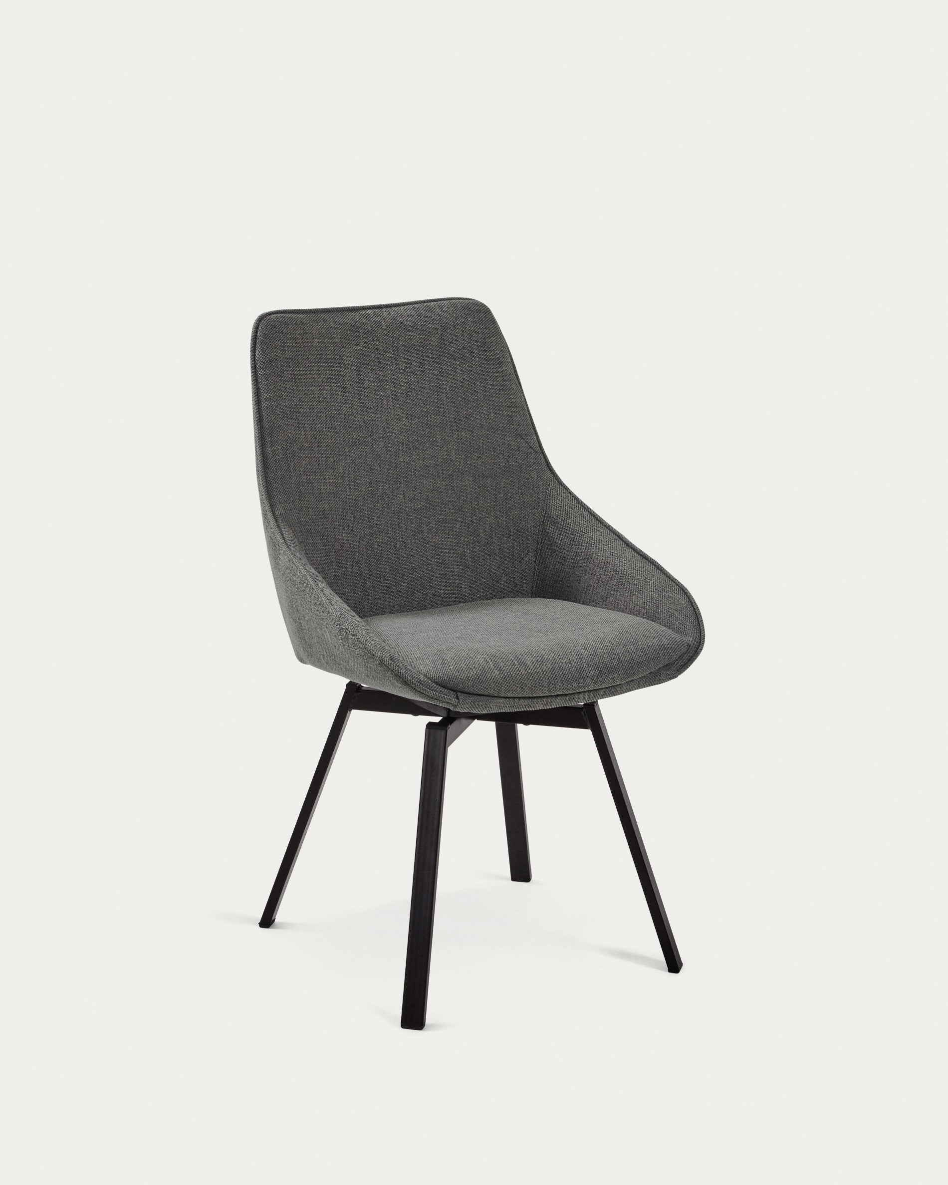 Jenna dark grey swivel chair with steel legs with black finish FSC 100% - Product View
