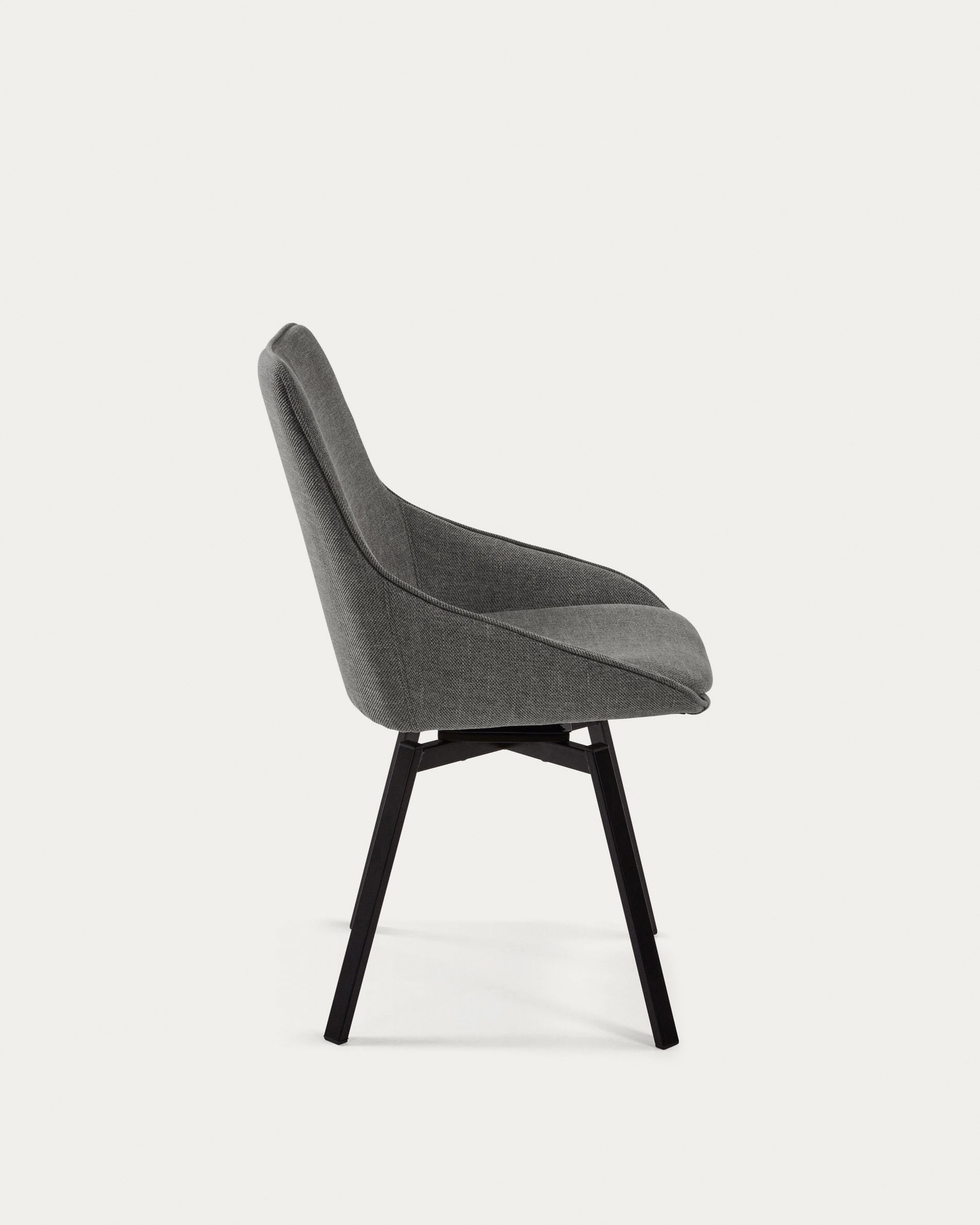 Jenna dark grey swivel chair with steel legs with black finish FSC 100% - Product View