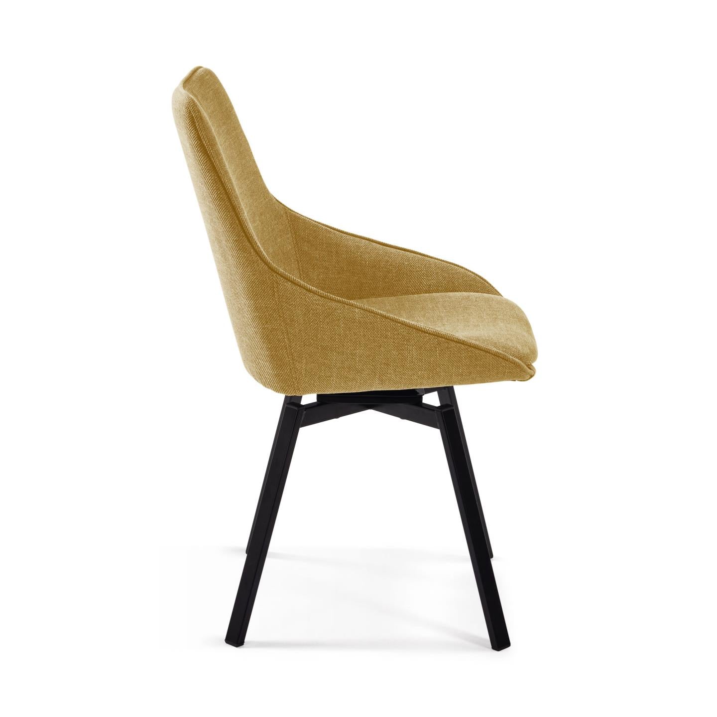 Jenna mustard swivel chair with steel legs with black finish FSC 100% - Product Image