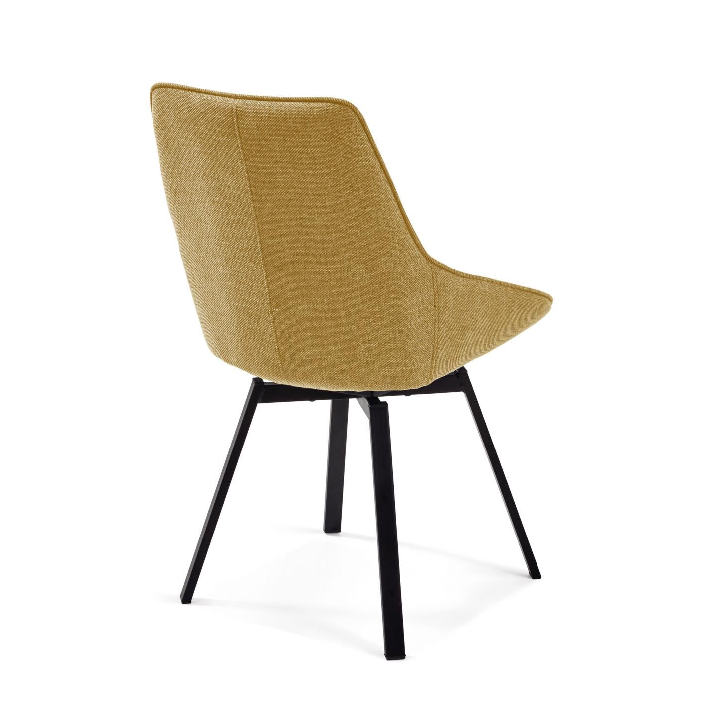 Jenna mustard swivel chair with steel legs with black finish FSC 100% - Product Image