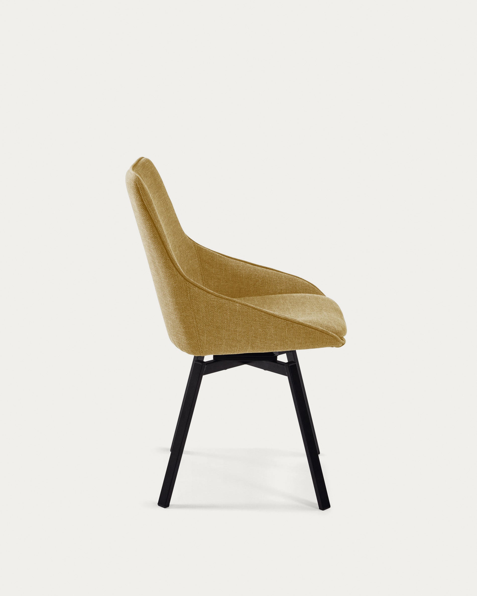 Jenna mustard swivel chair with steel legs with black finish FSC 100% - Product View
