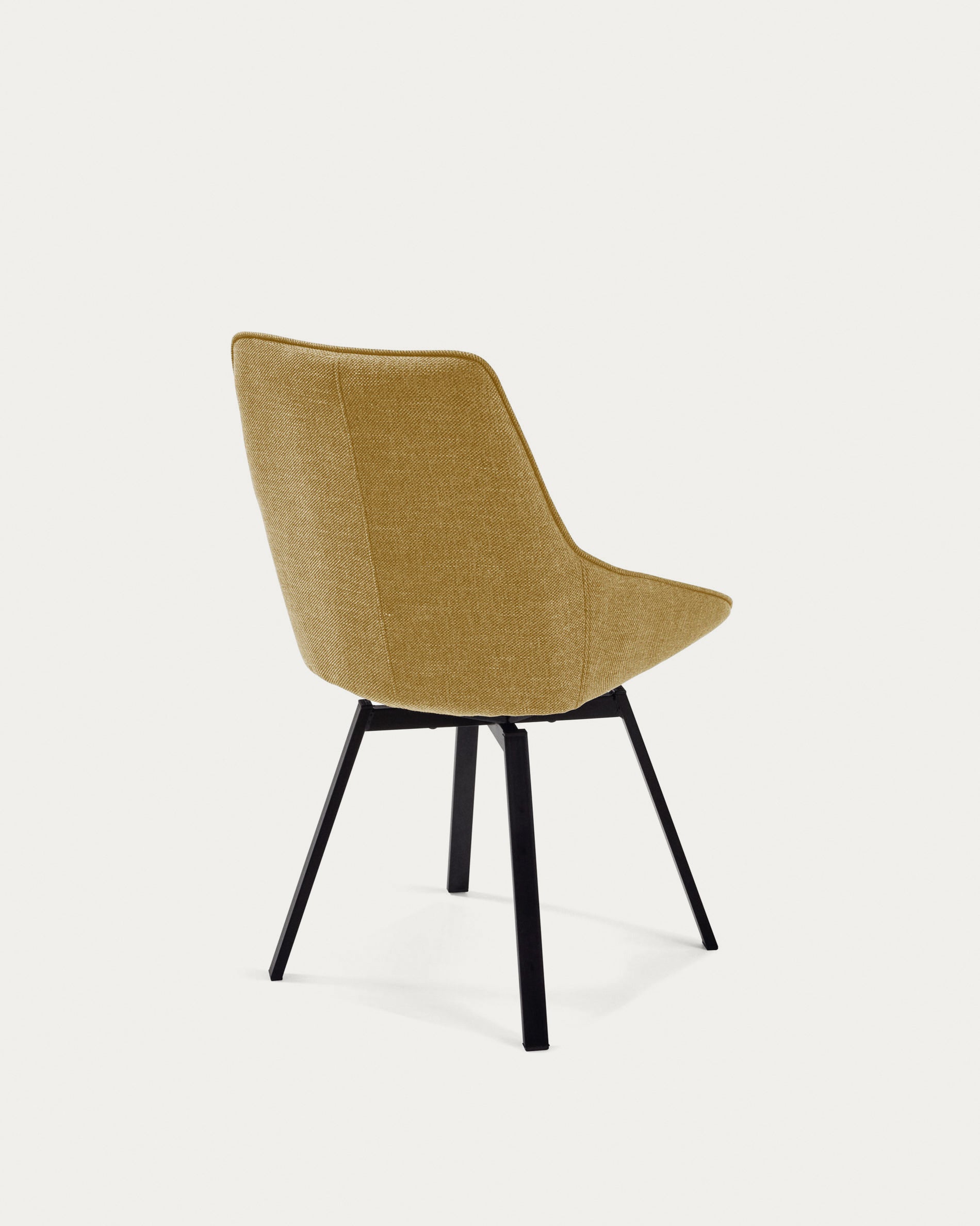 Jenna mustard swivel chair with steel legs with black finish FSC 100% - Product View