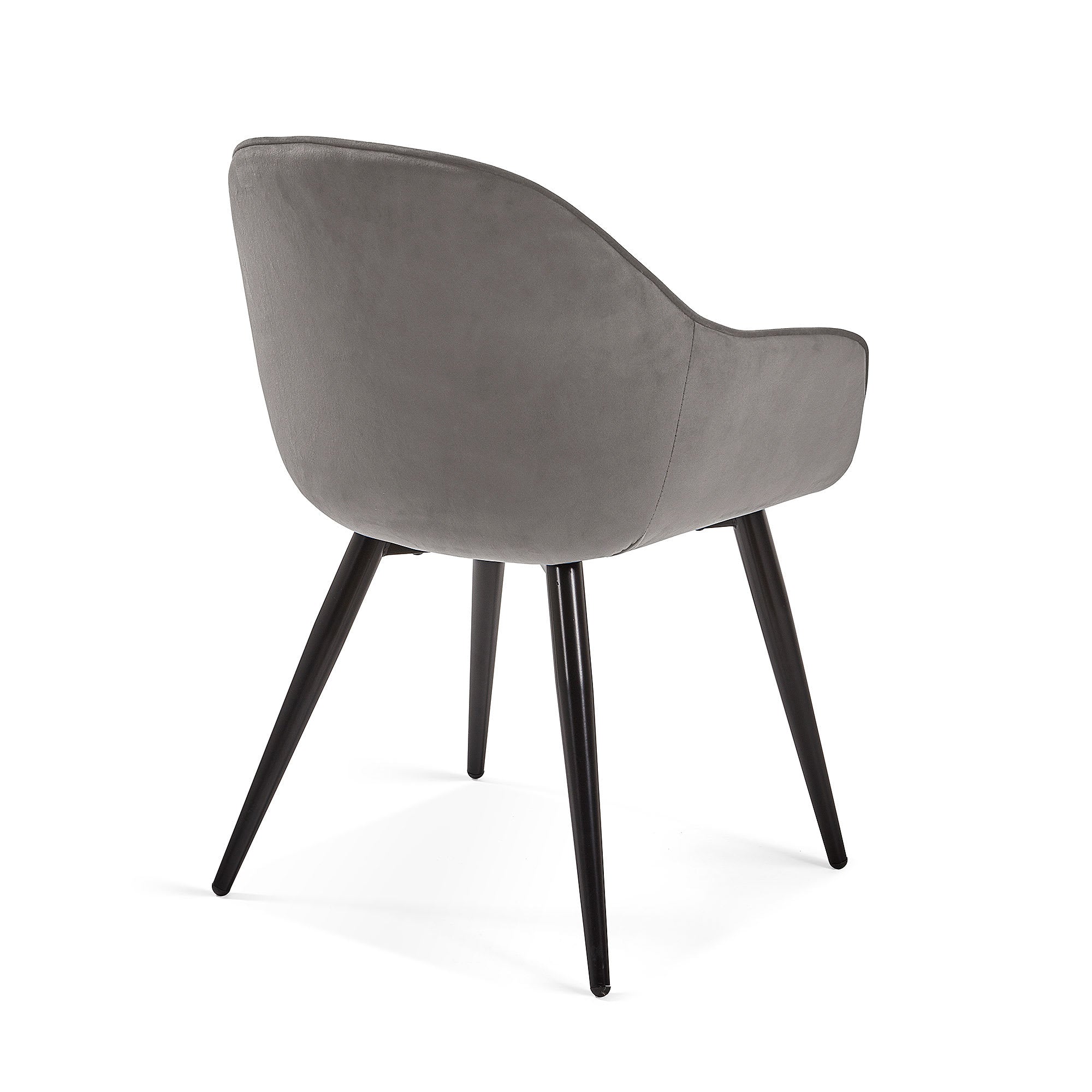 Fabia velvet chair in grey with steel legs in a black finish