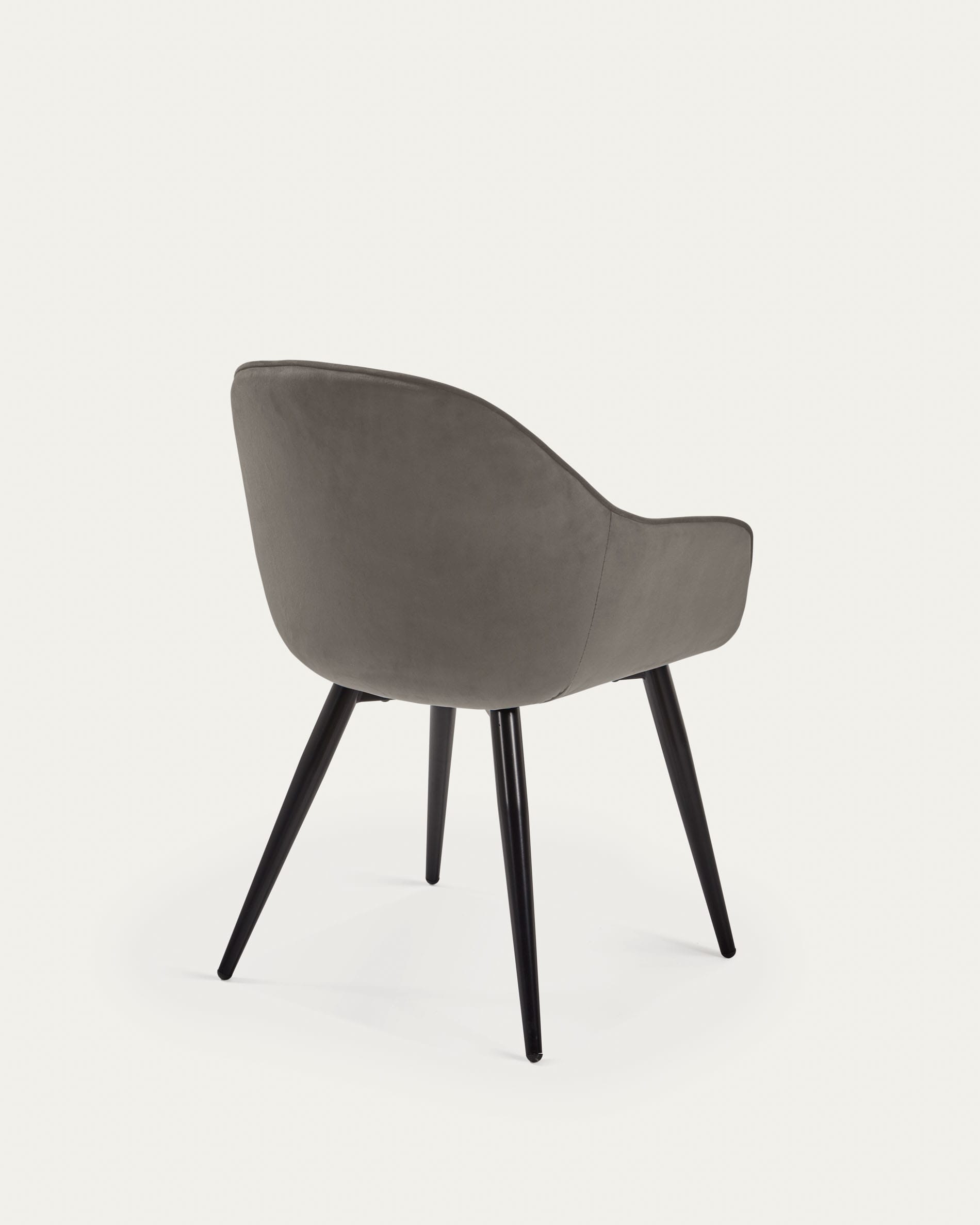 Fabia velvet chair in grey with steel legs in a black finish