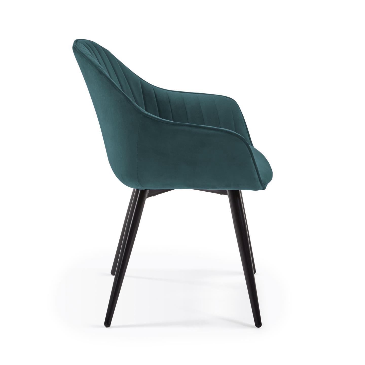 Fabia velvet chair in turquoise with black finished steel legs