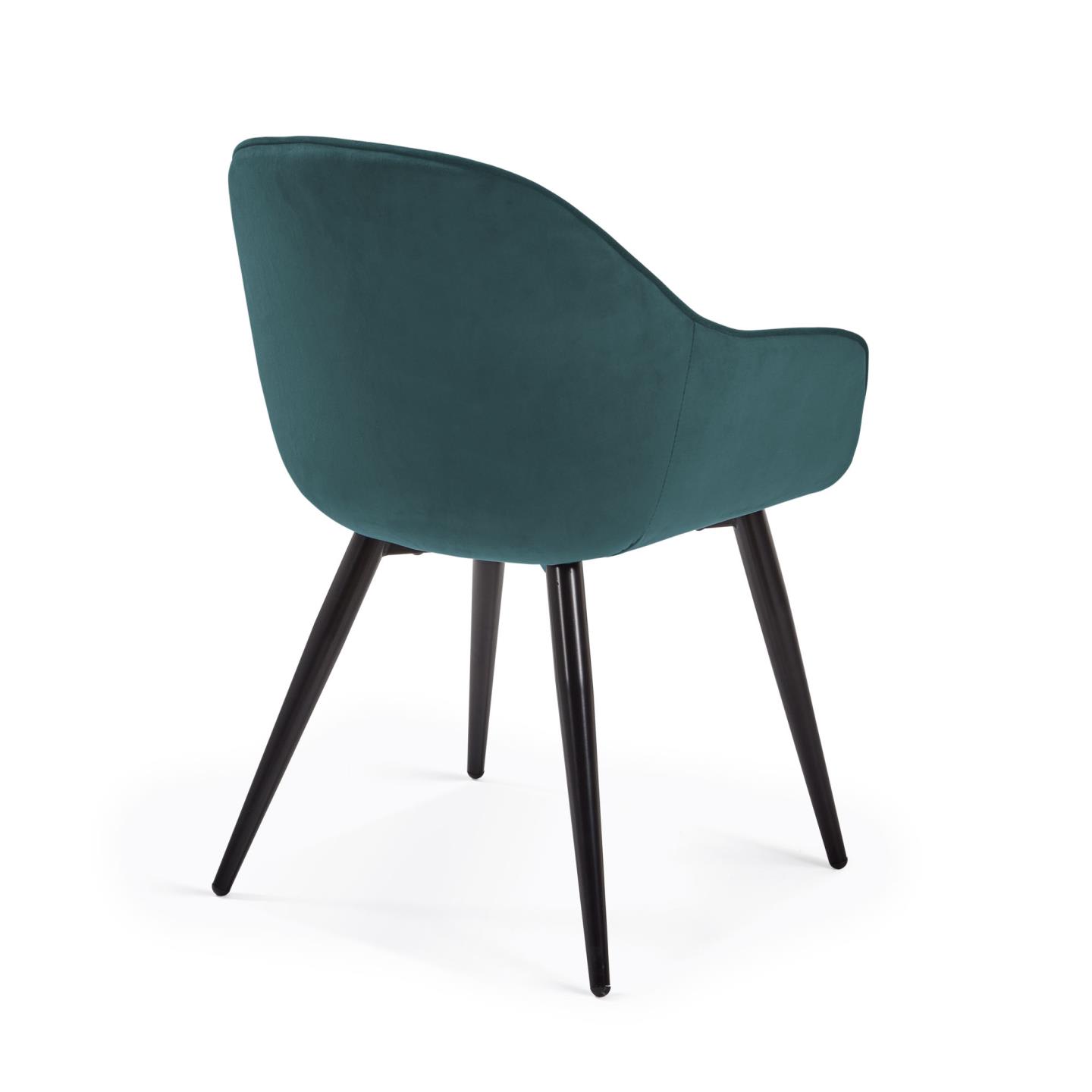 Fabia velvet chair in turquoise with black finished steel legs