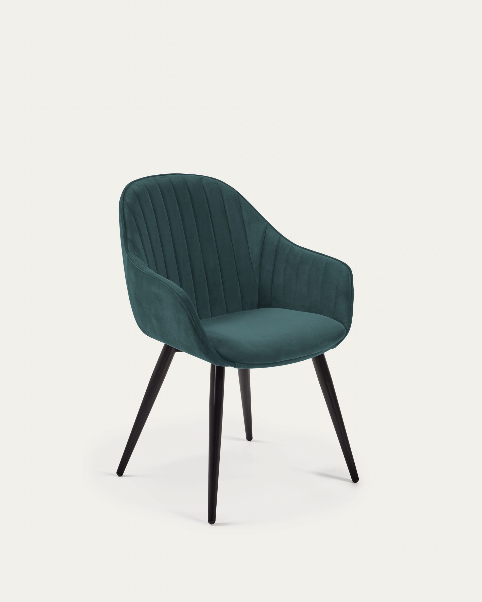 Fabia velvet chair in turquoise with black finished steel legs