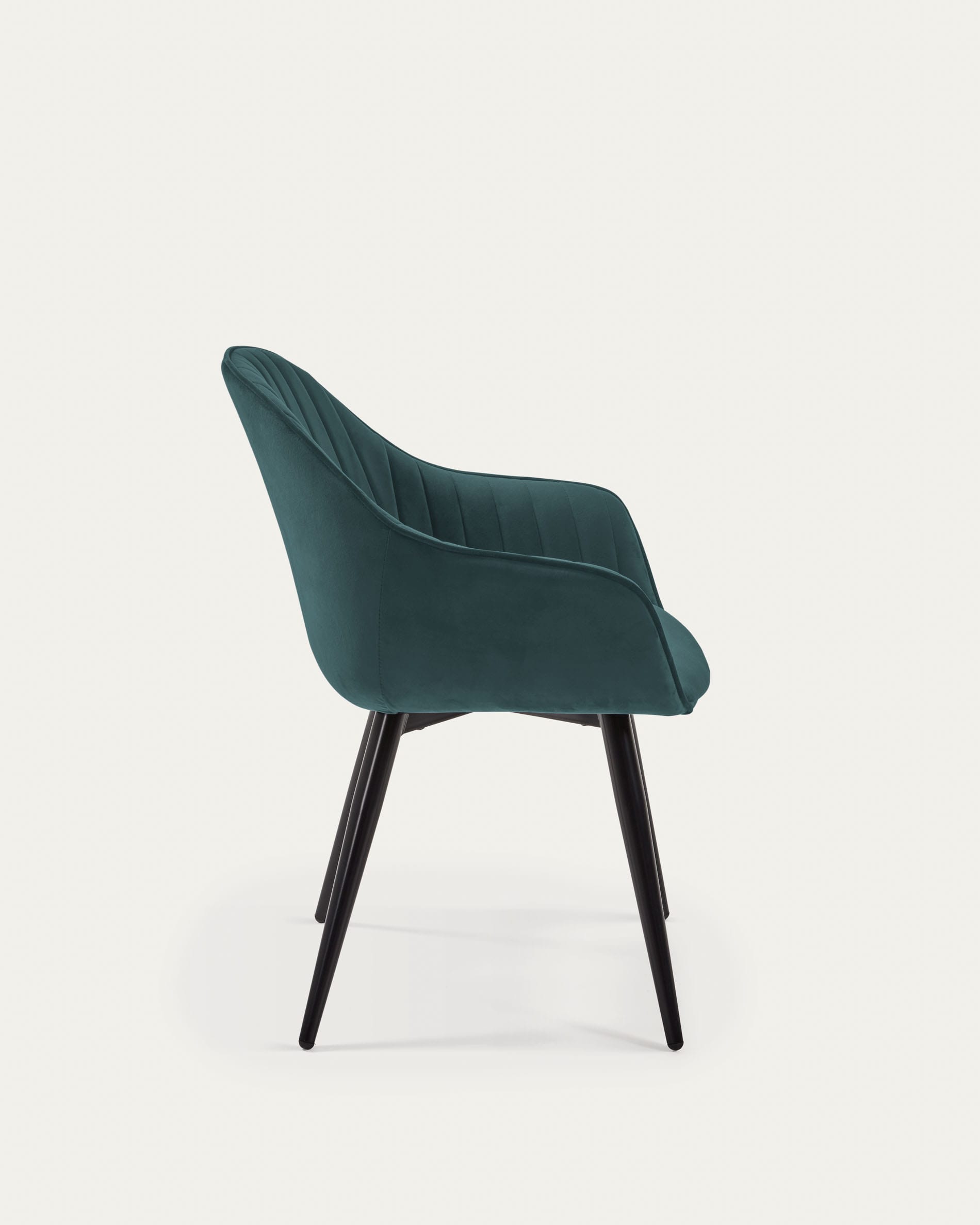 Fabia velvet chair in turquoise with black finished steel legs