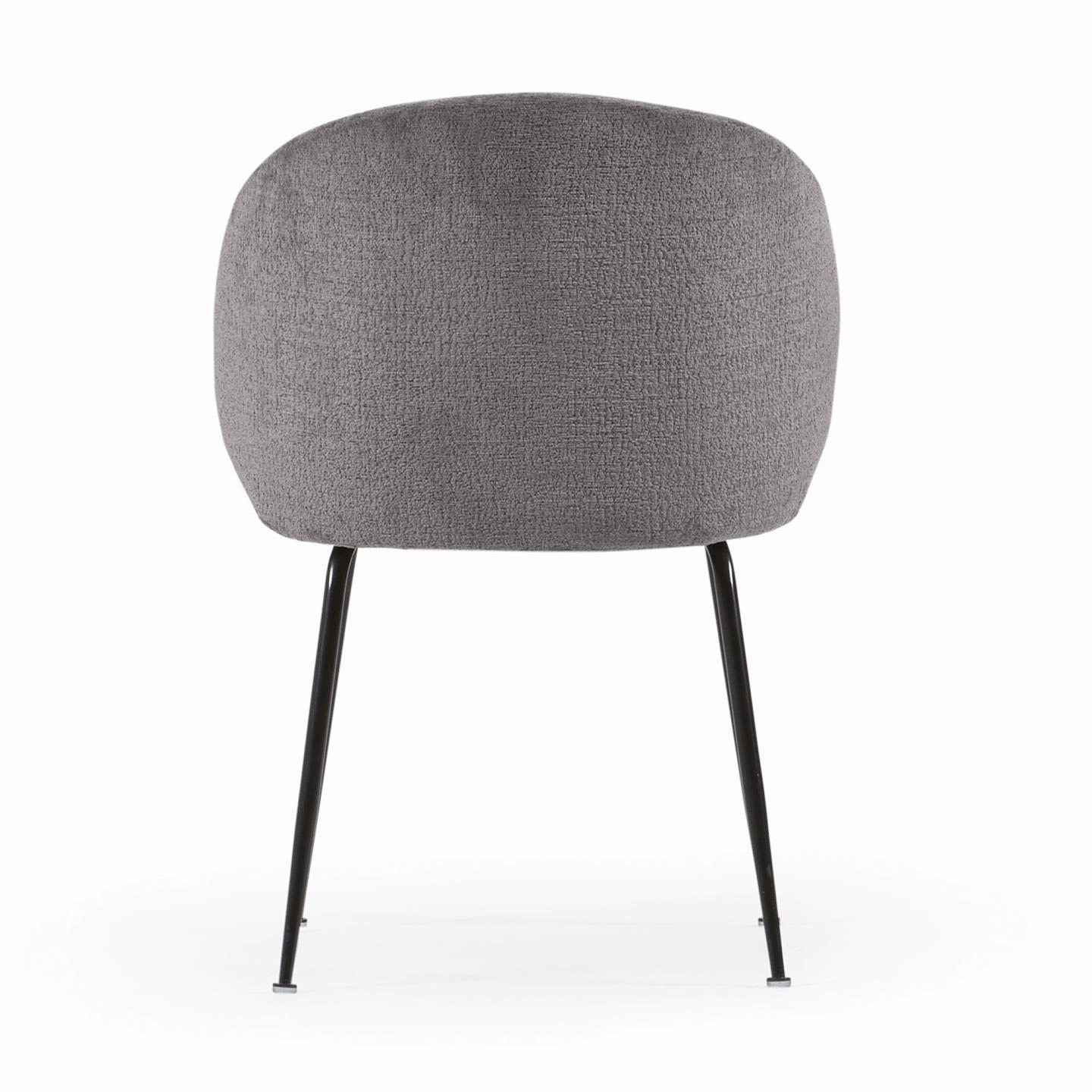 Minna chenille chair in grey with steel legs in a black finish