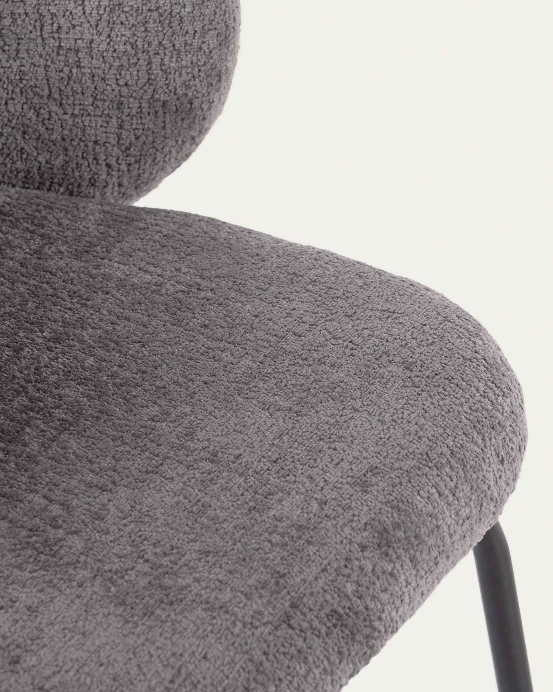 Minna chenille chair in grey with steel legs in a black finish