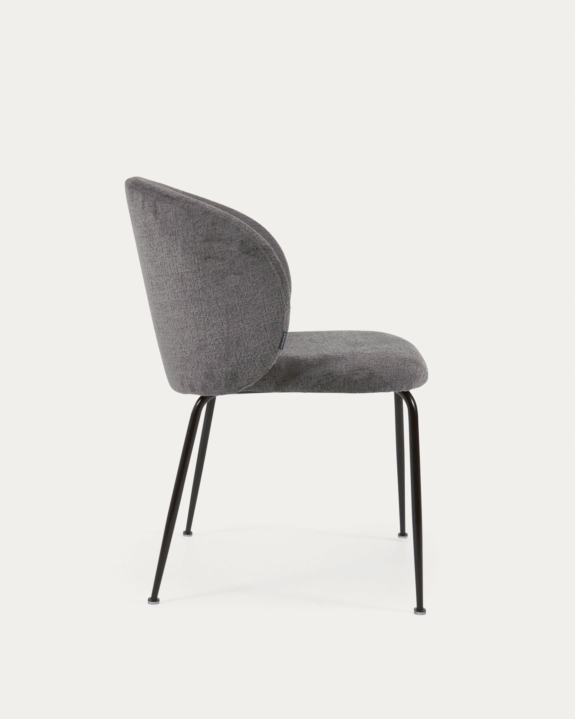 Minna chenille chair in grey with steel legs in a black finish