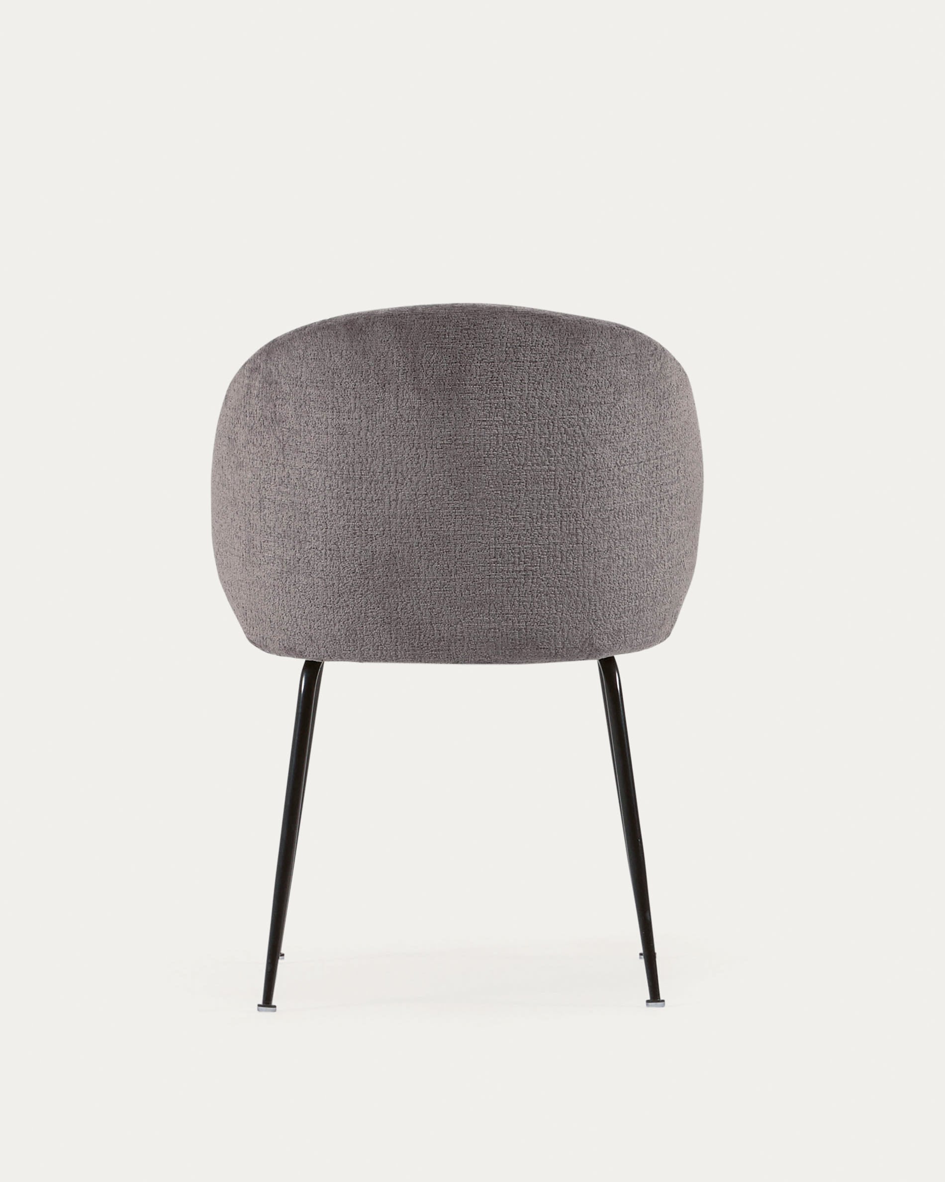 Minna chenille chair in grey with steel legs in a black finish