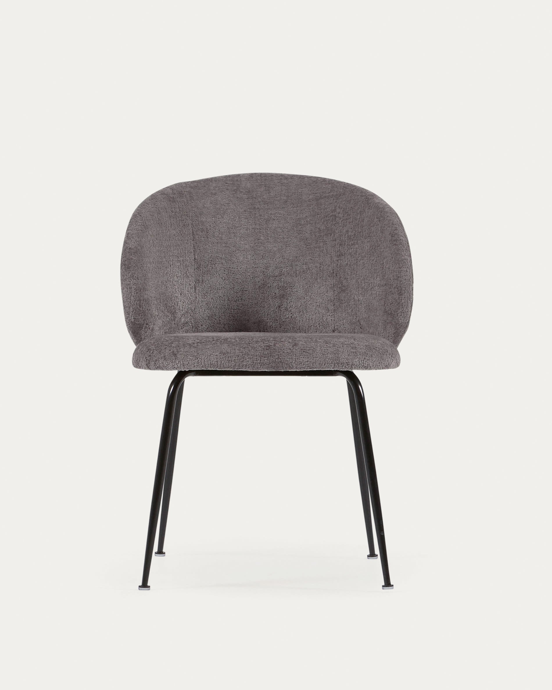 Minna chenille chair in grey with steel legs in a black finish