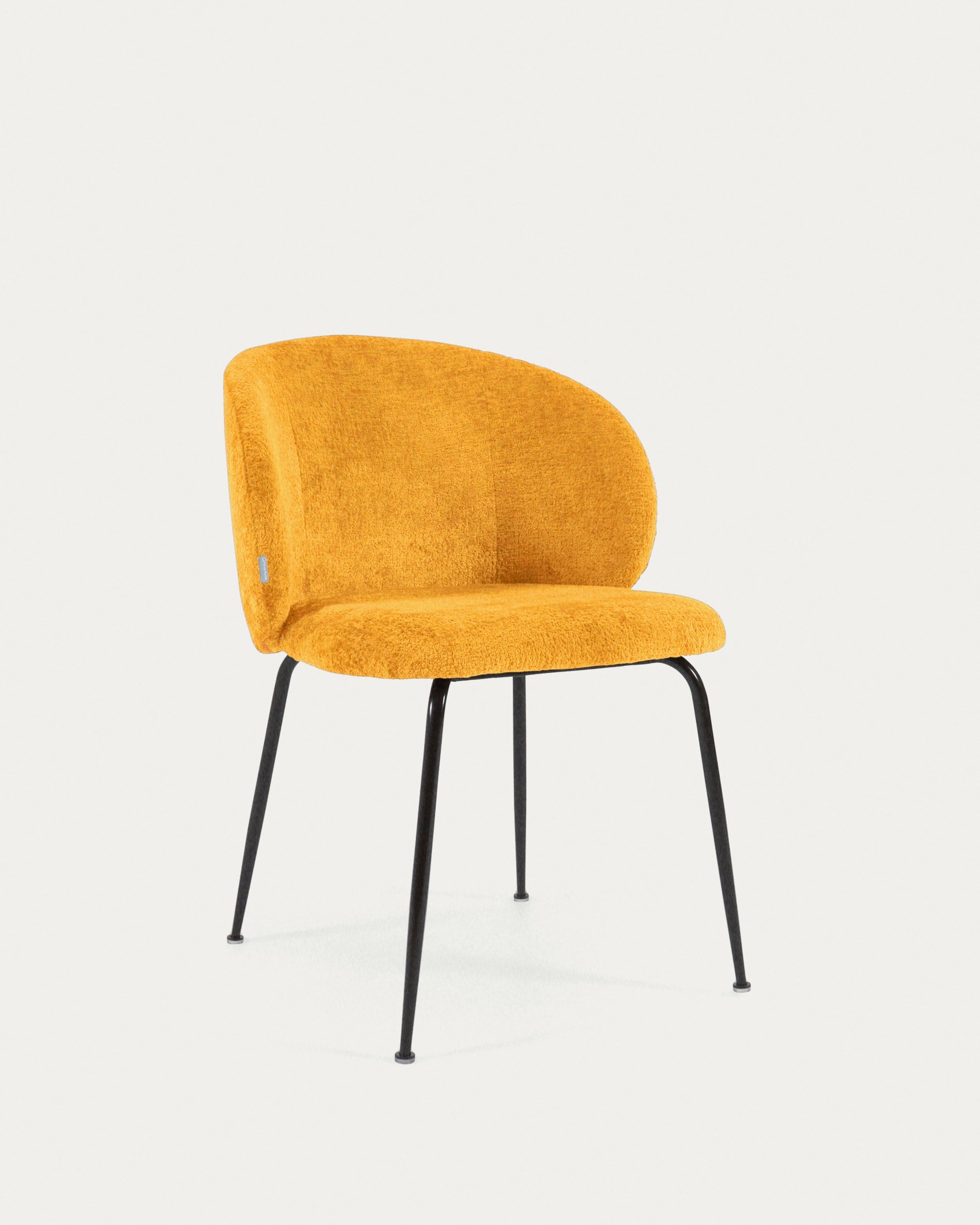 Mustársárga chenille Minna szék acéllábakkal, fekete befejezéssel