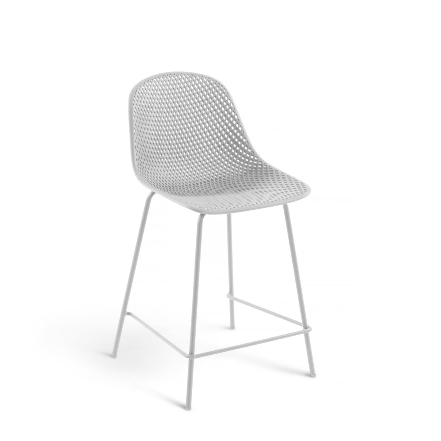 Quinby outdoor stool in white, height 65 cm - Product Image