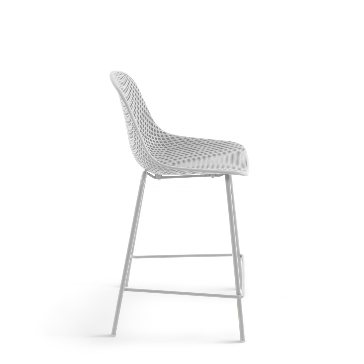 Quinby outdoor stool in white, height 65 cm - Product Image