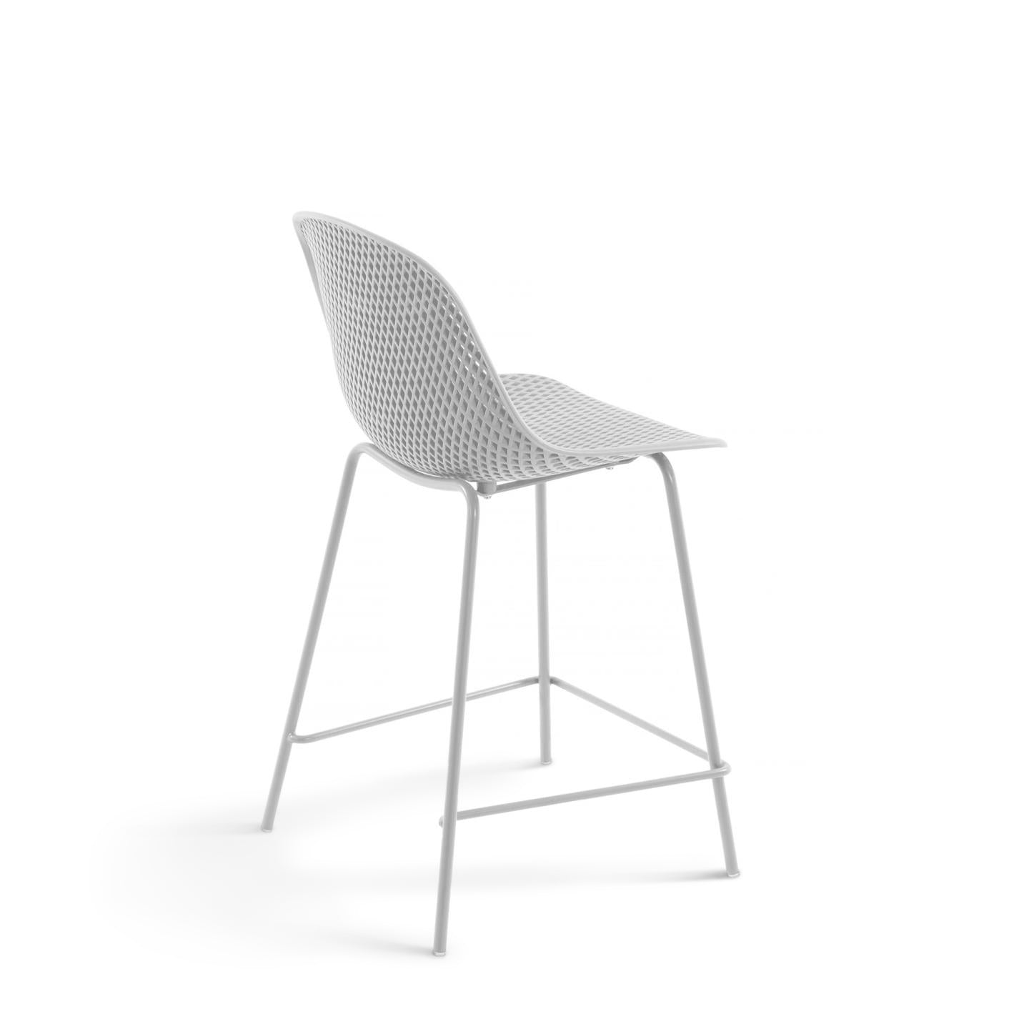 Quinby outdoor stool in white, height 65 cm - Product Image