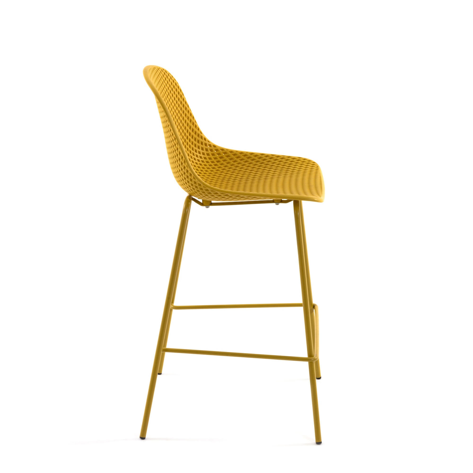 Quinby outdoor stool in yellow, height 75 cm - Product Image