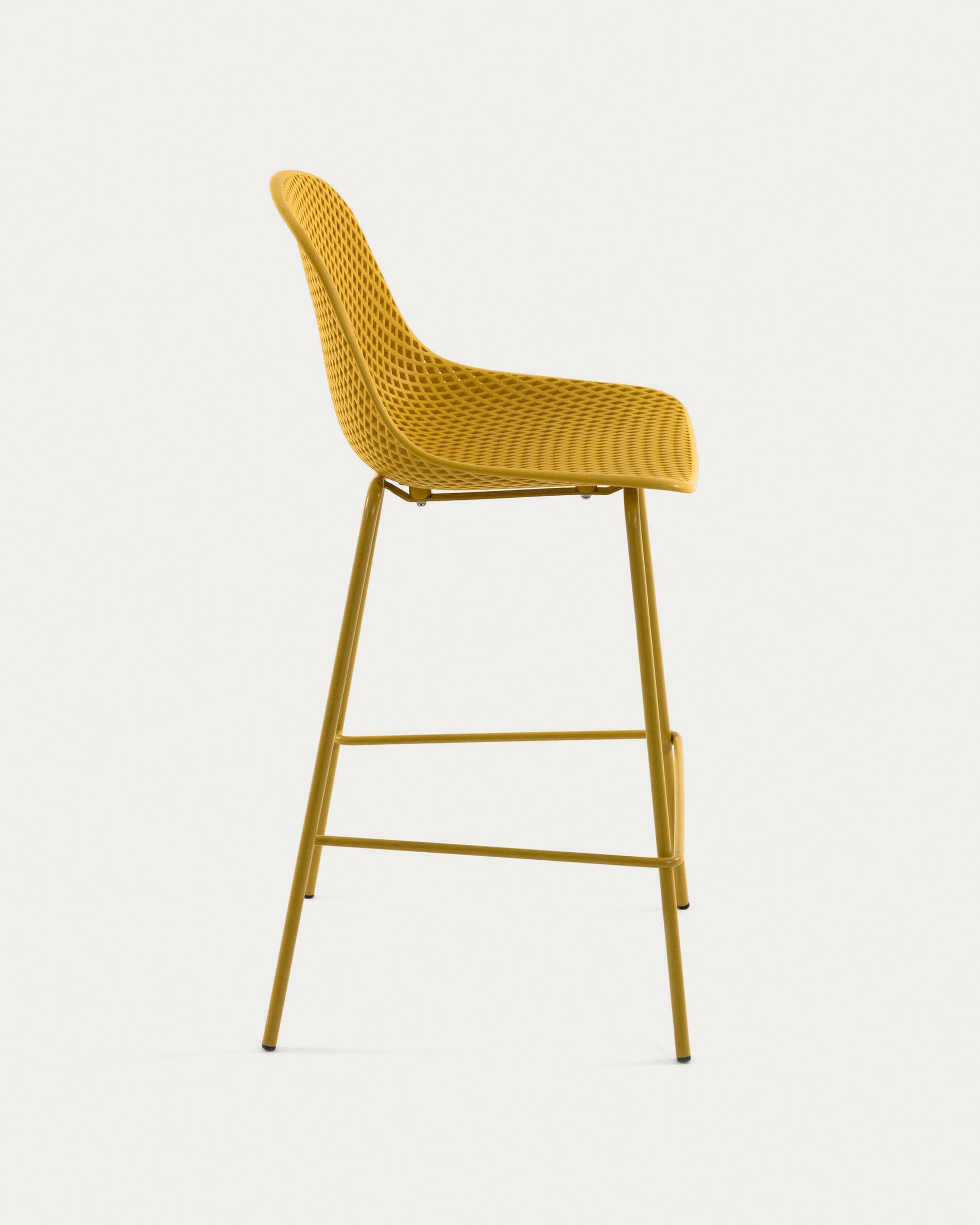 Quinby outdoor stool in yellow, height 75 cm - Product View