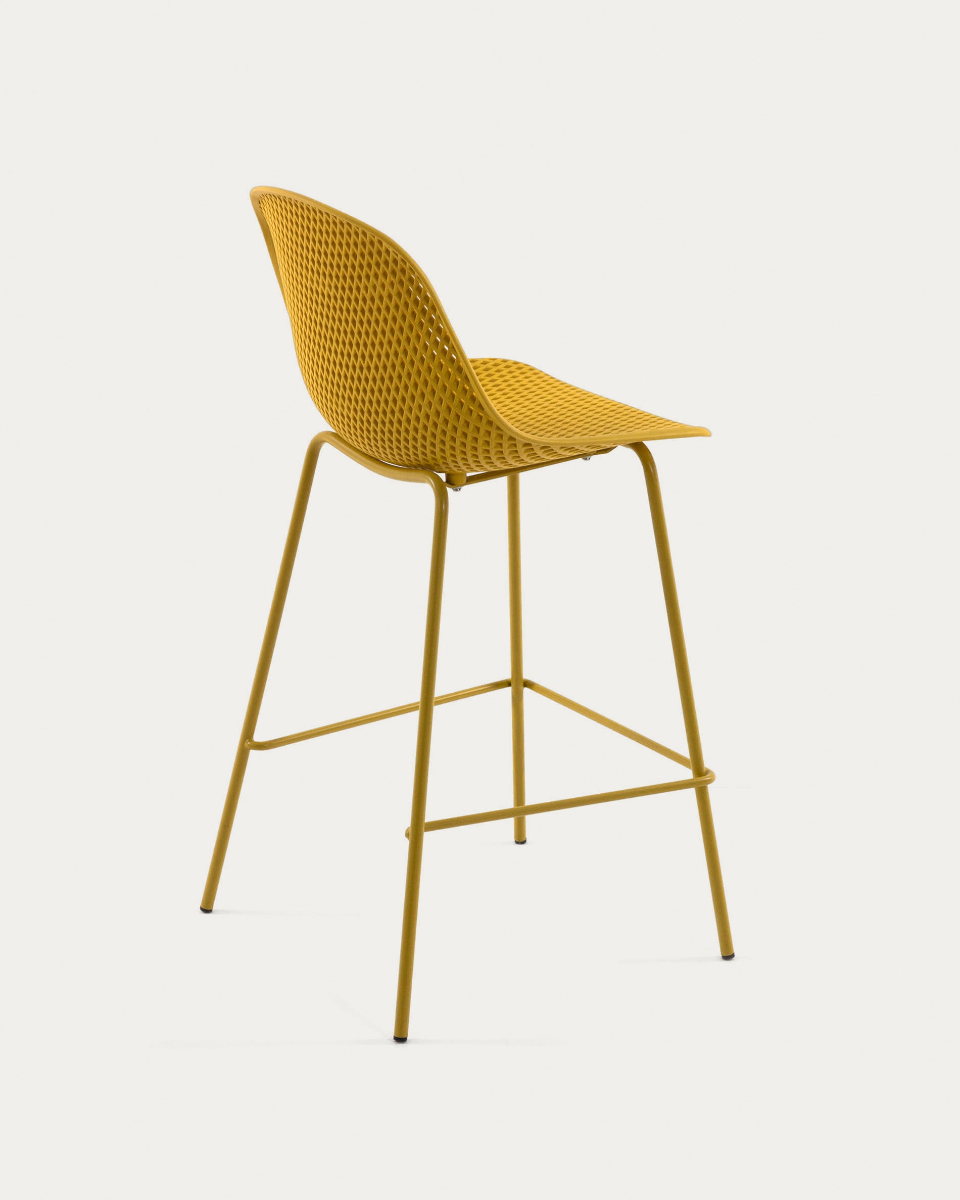 Quinby outdoor stool in yellow, height 75 cm - Product View