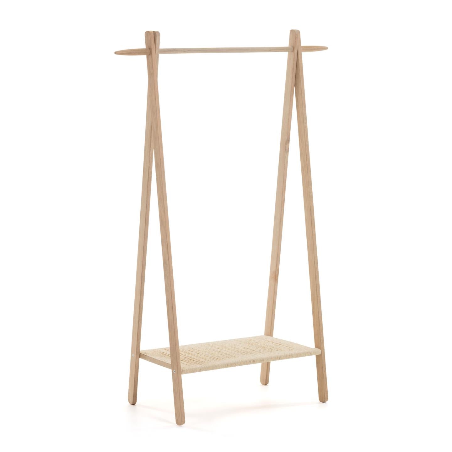 Natane birch wood and rattan clothing rail, 95 x 152 cm - Product Image
