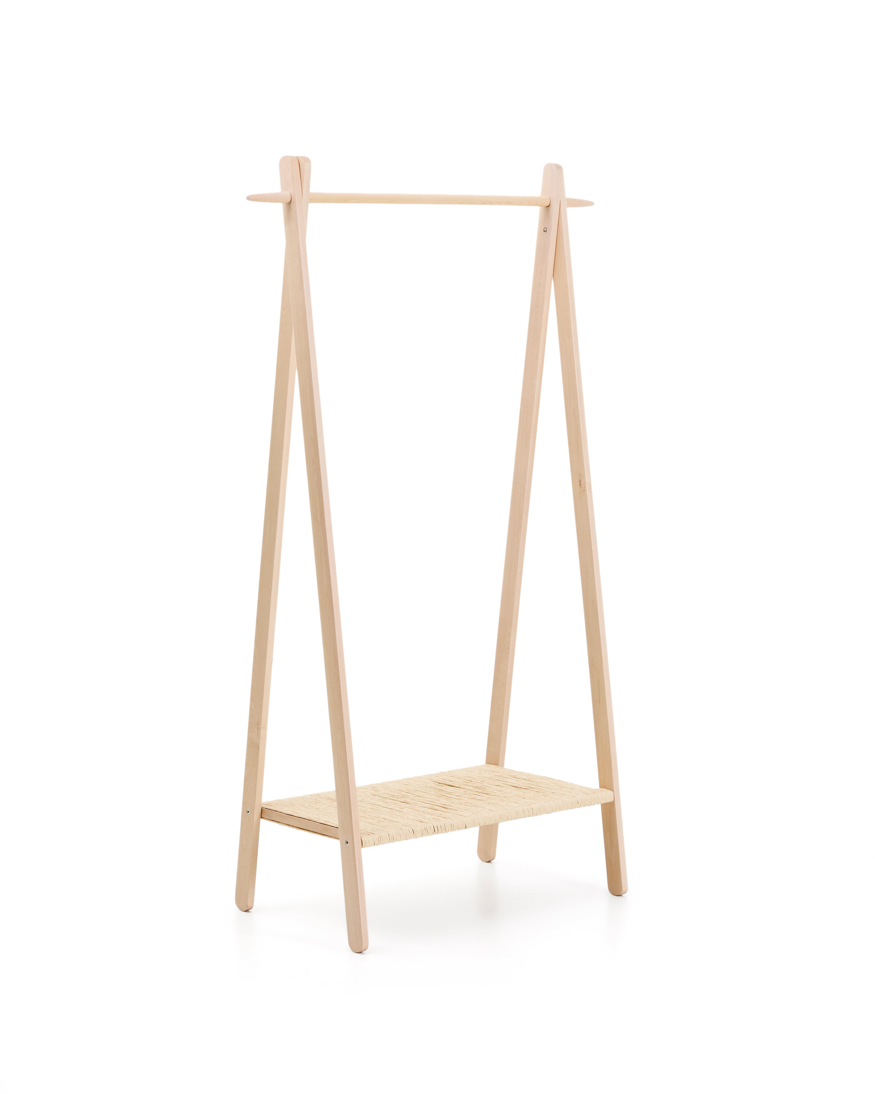 Natane birch wood and rattan clothing rail, 95 x 152 cm - Product Image