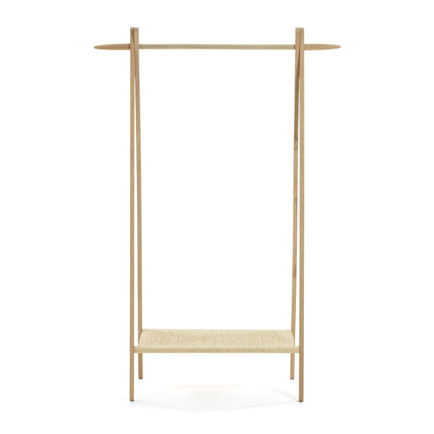 Natane birch wood and rattan clothing rail, 95 x 152 cm - Product Image