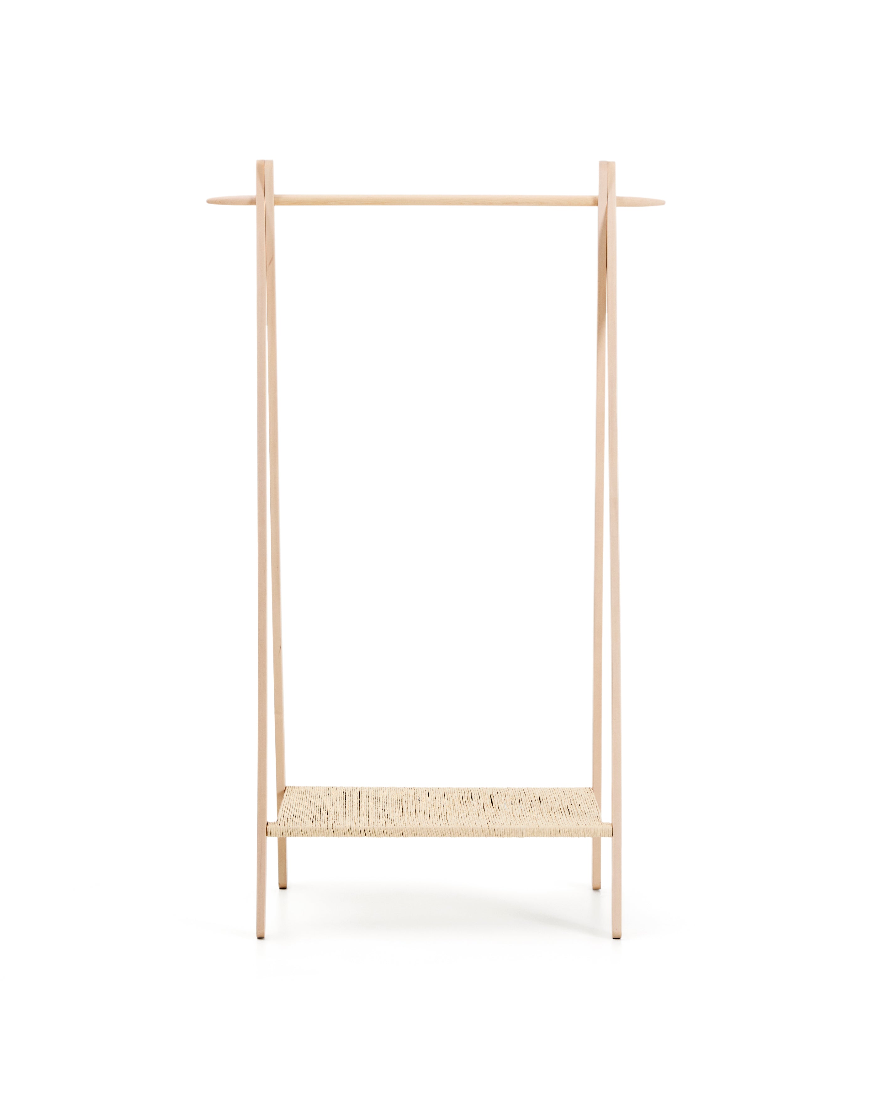 Natane birch wood and rattan clothing rail, 95 x 152 cm - Product Image