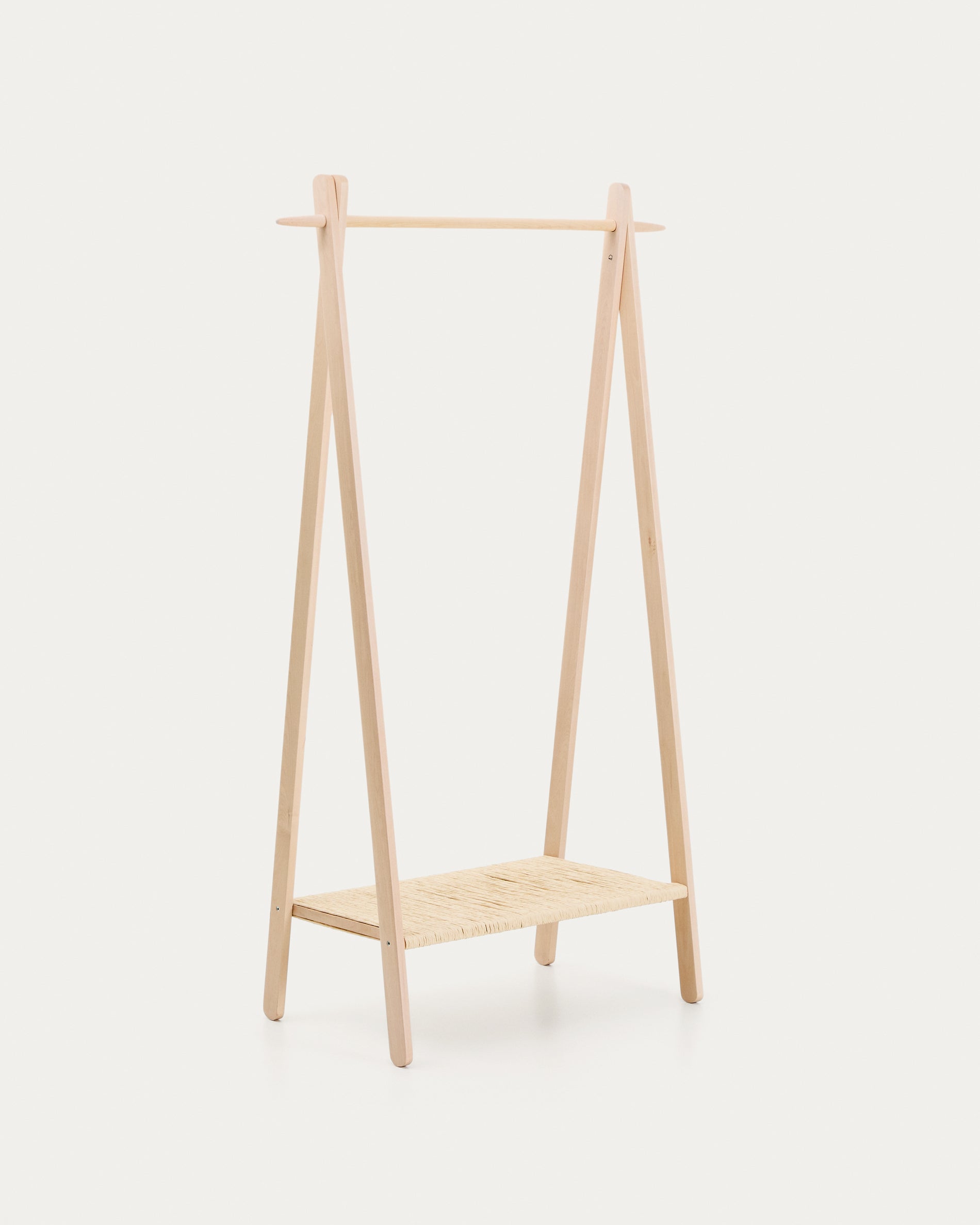 Natane birch wood and rattan clothing rail, 95 x 152 cm - Product View