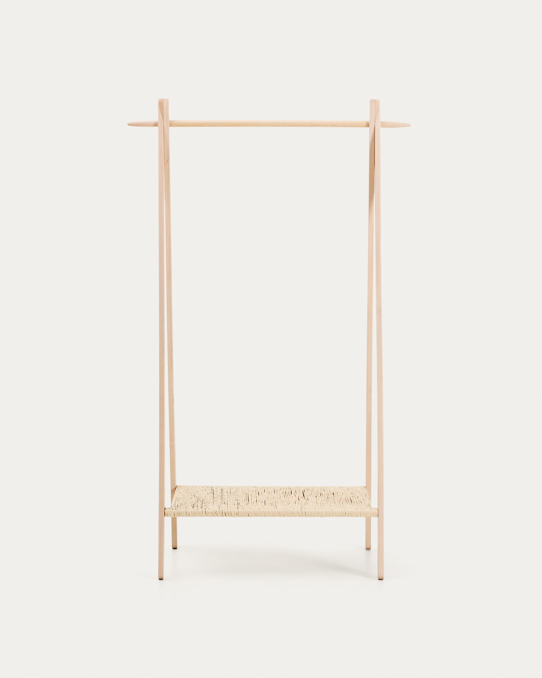 Natane birch wood and rattan clothing rail, 95 x 152 cm - Product View