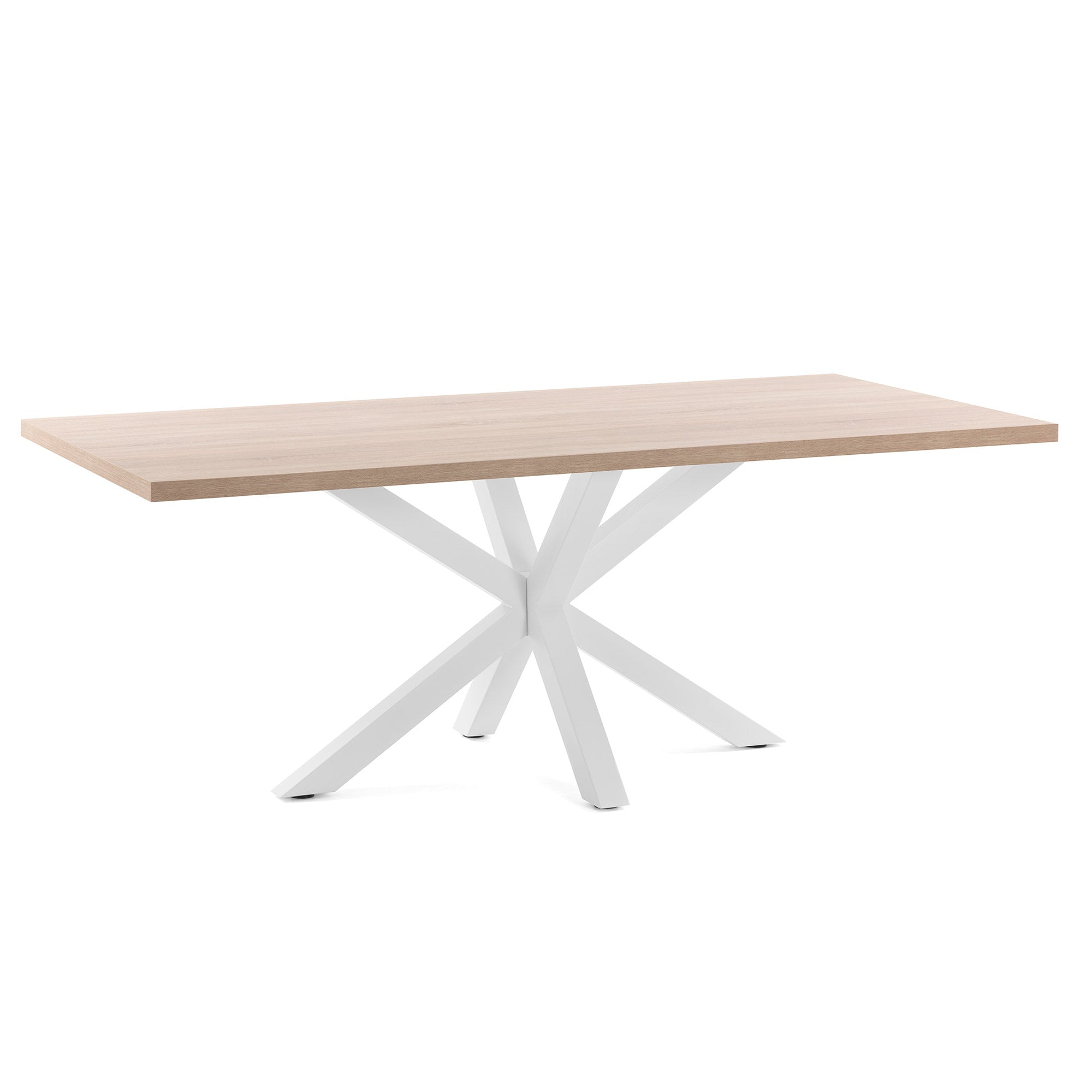 Argo table in melamine with natural finish and steel legs with white finish 160 x 100 cm - Product Image