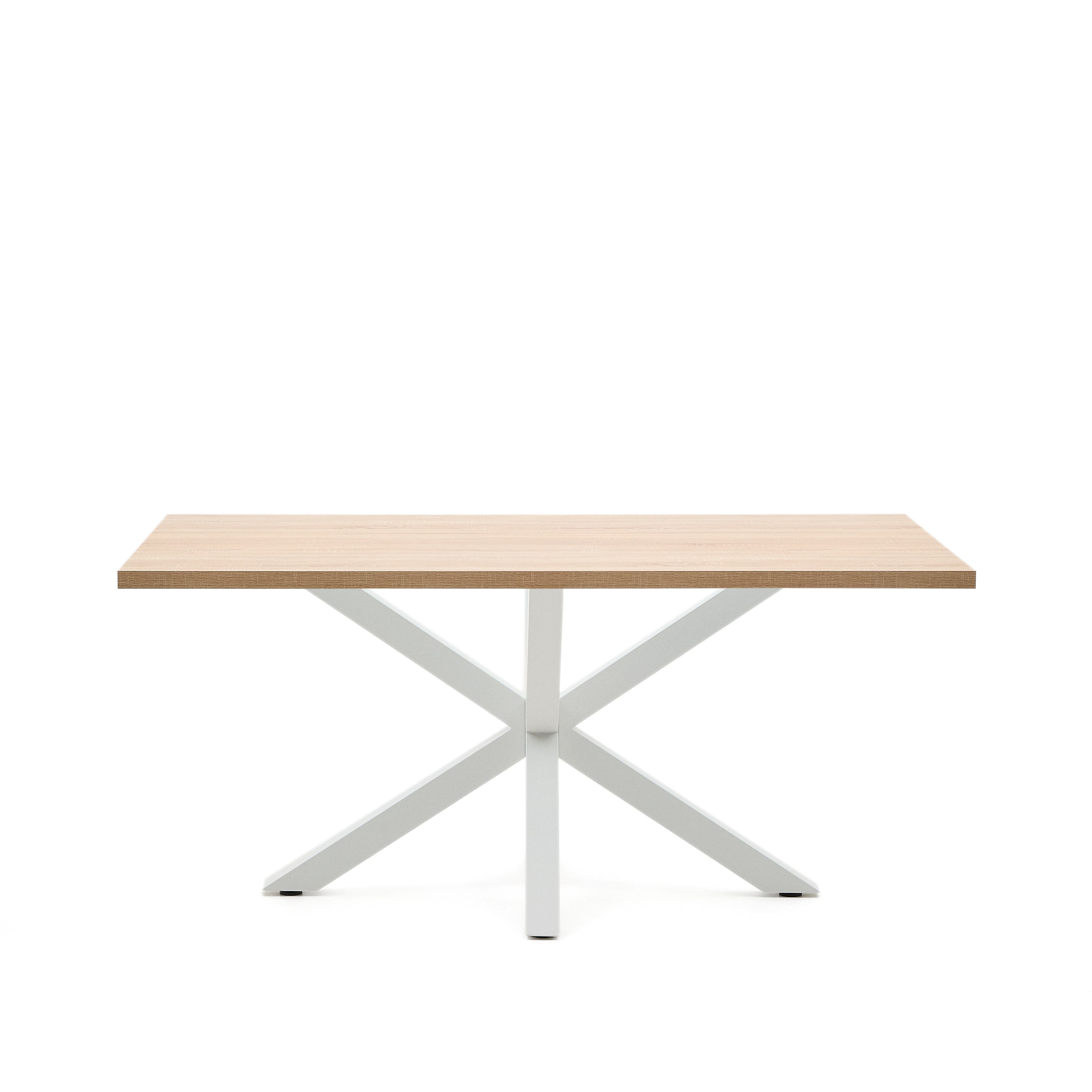 Argo table in melamine with natural finish and steel legs with white finish 160 x 100 cm - Product Image