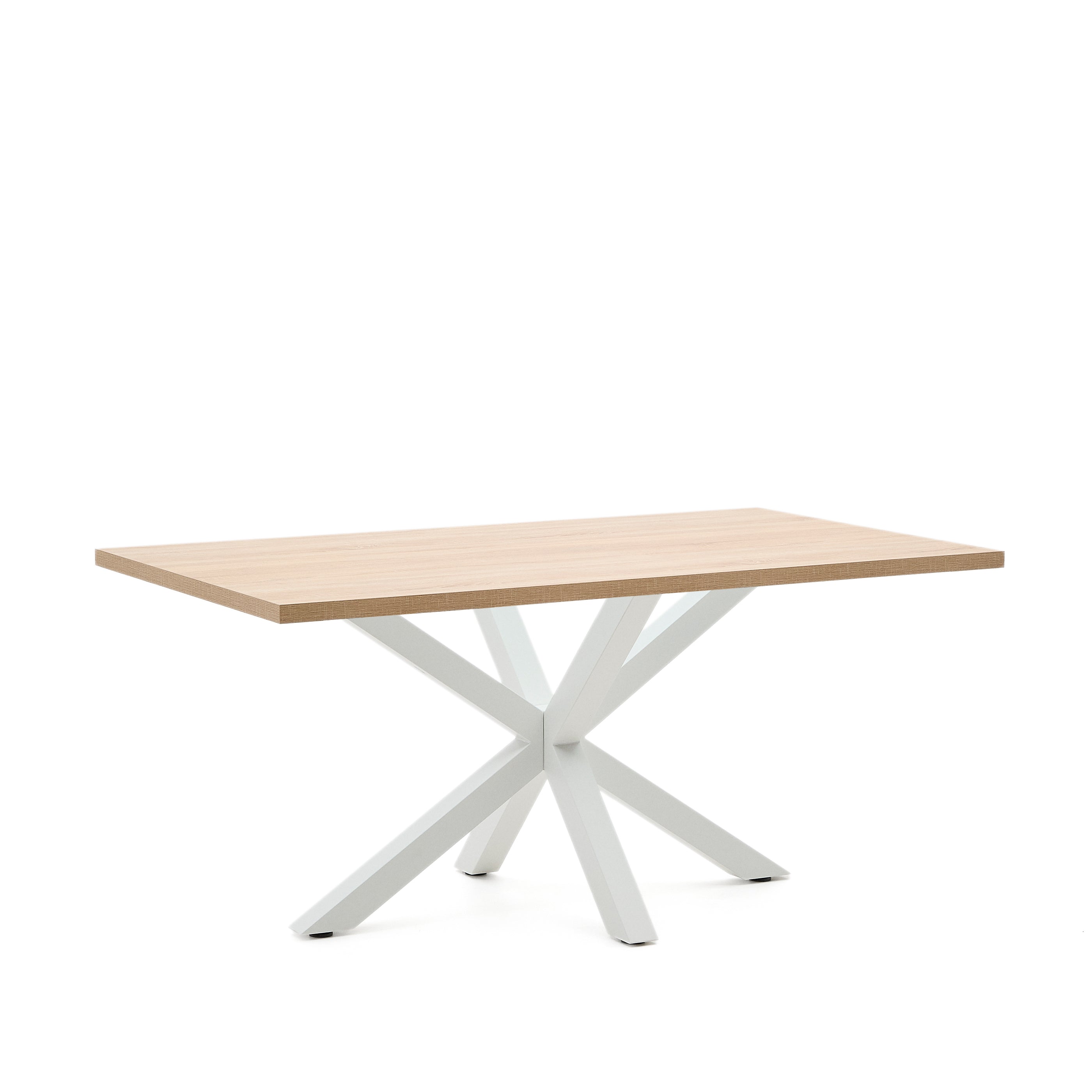Argo table in melamine with natural finish and steel legs with white finish 160 x 100 cm - Product Image
