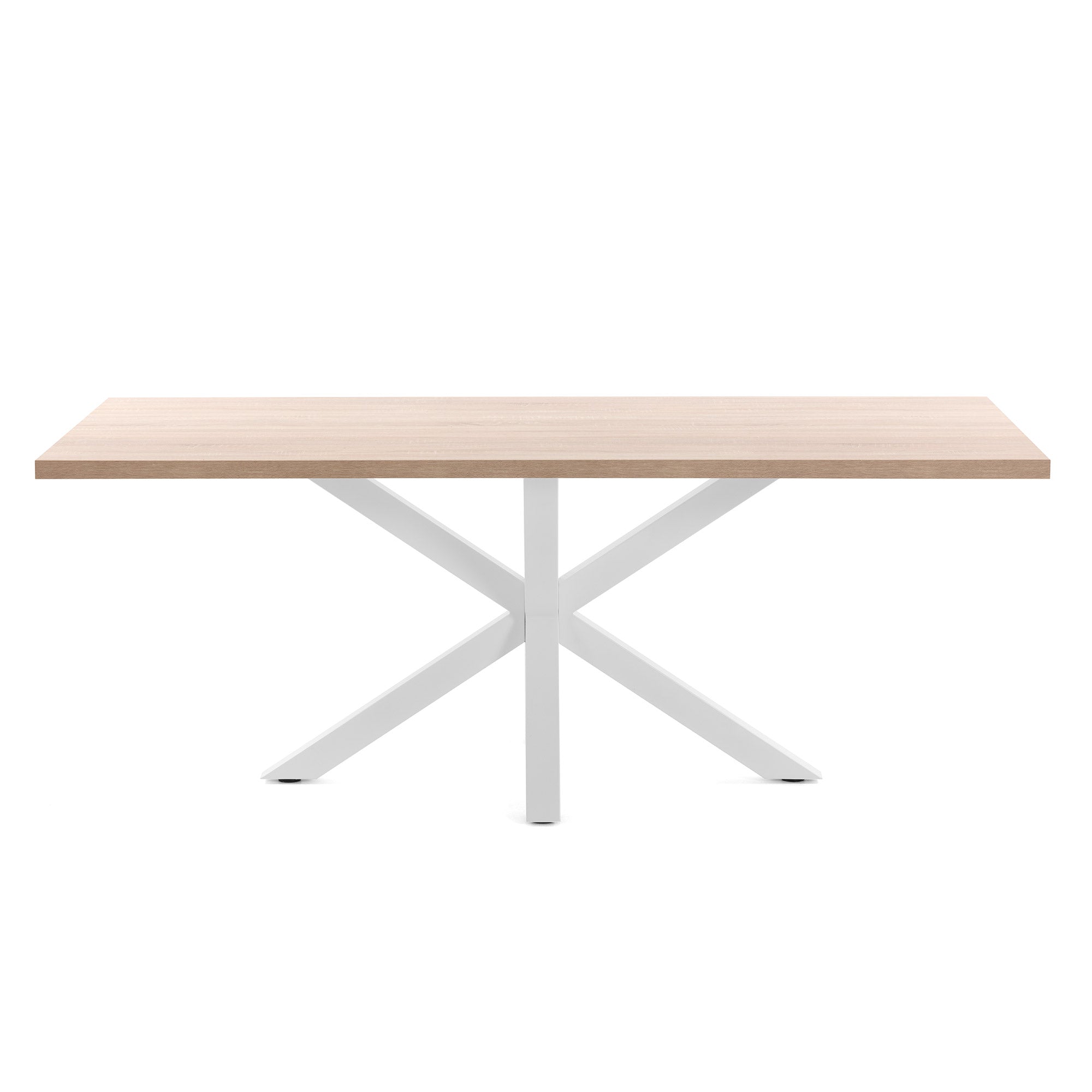 Argo table in melamine with natural finish and steel legs with white finish 160 x 100 cm - Product Image