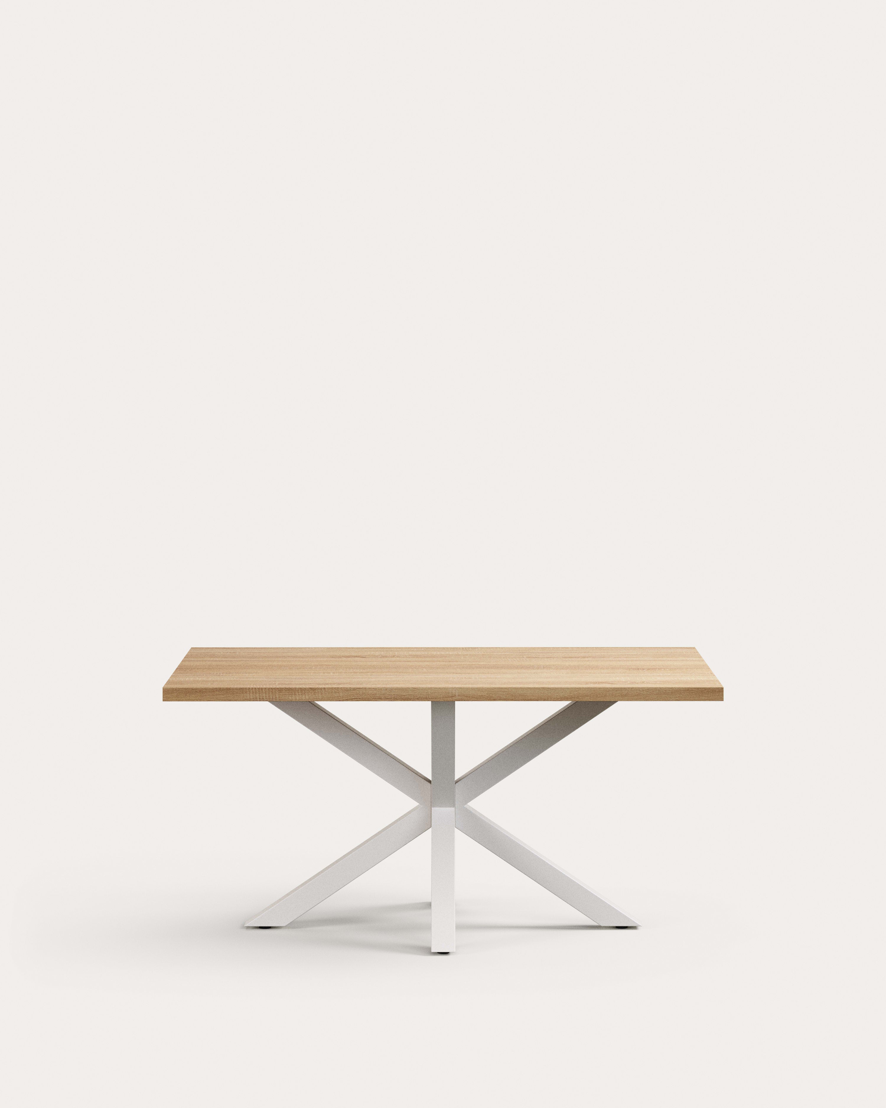 Argo table in melamine with natural finish and steel legs with white finish 160 x 100 cm - Product View