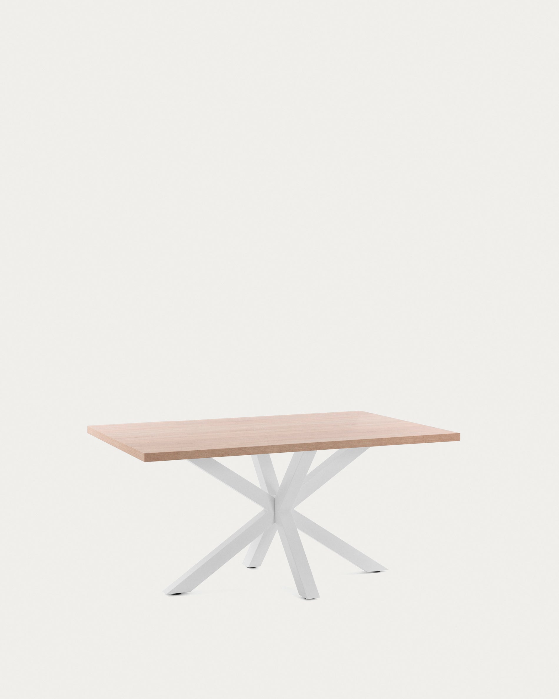 Argo table in melamine with natural finish and steel legs with white finish 160 x 100 cm - Product View