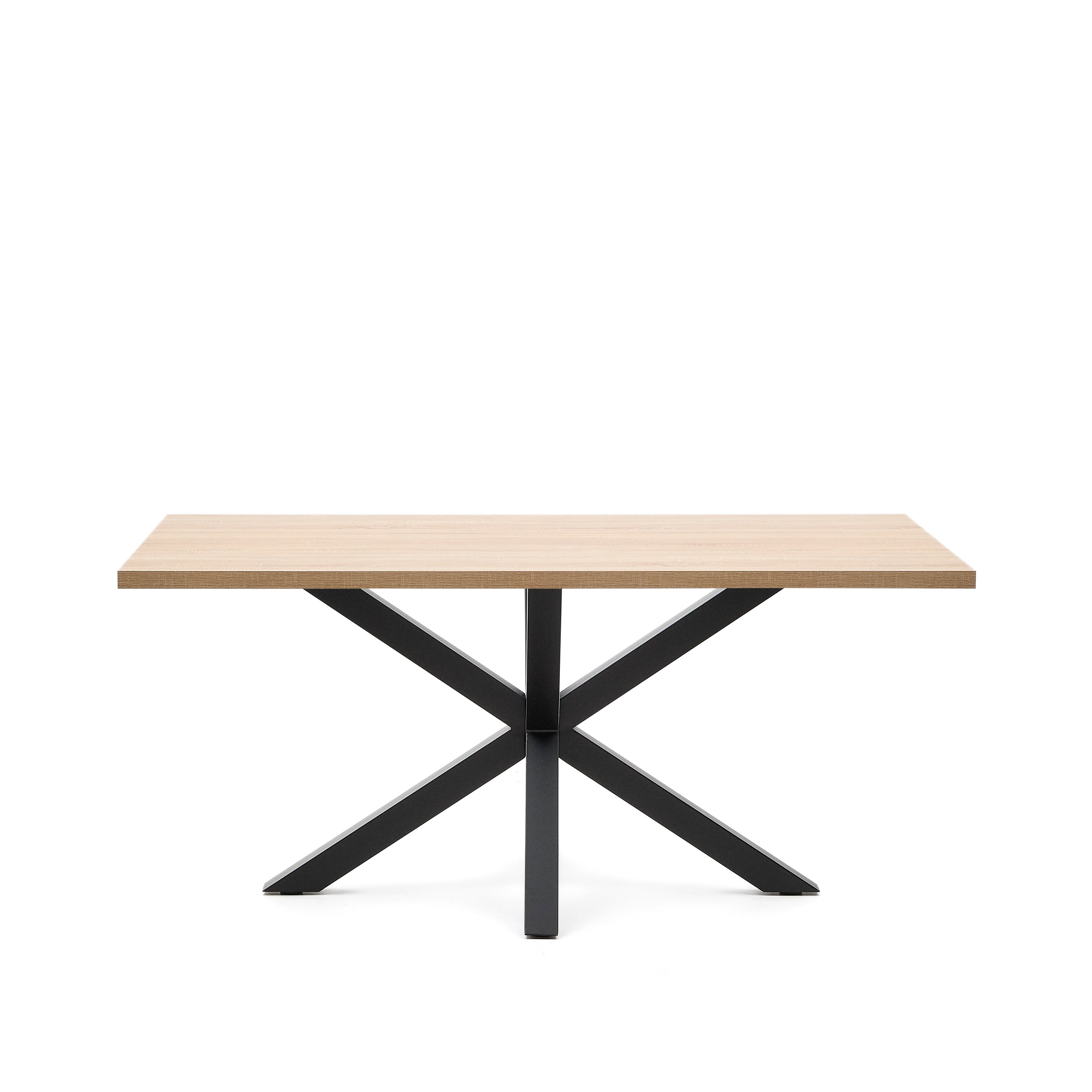 Argo table in melamine with natural finish and steel legs with black finish 160 x 100 cm - Product Image