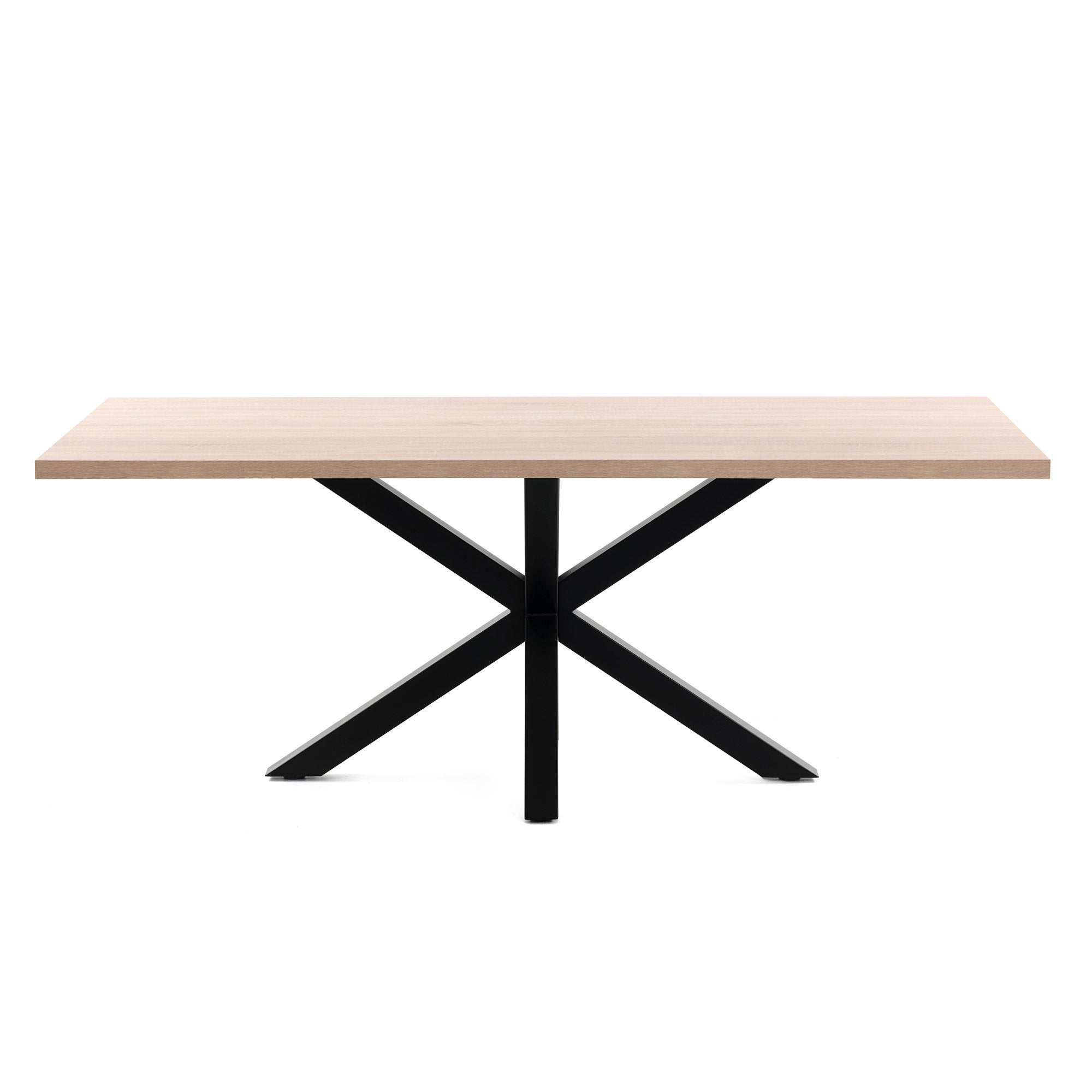 Argo table in melamine with natural finish and steel legs with black finish 160 x 100 cm - Product Image