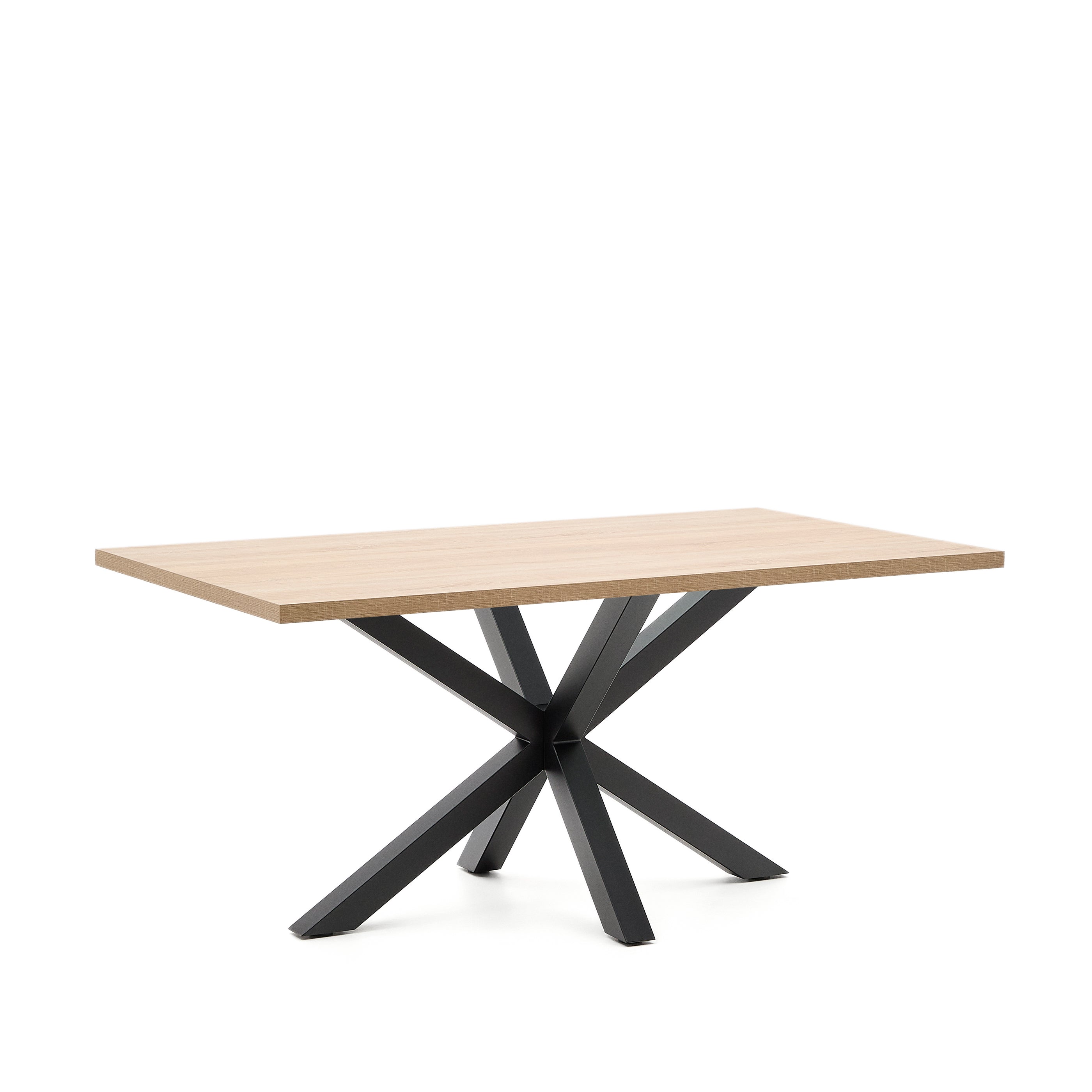 Argo table in melamine with natural finish and steel legs with black finish 160 x 100 cm - Product Image