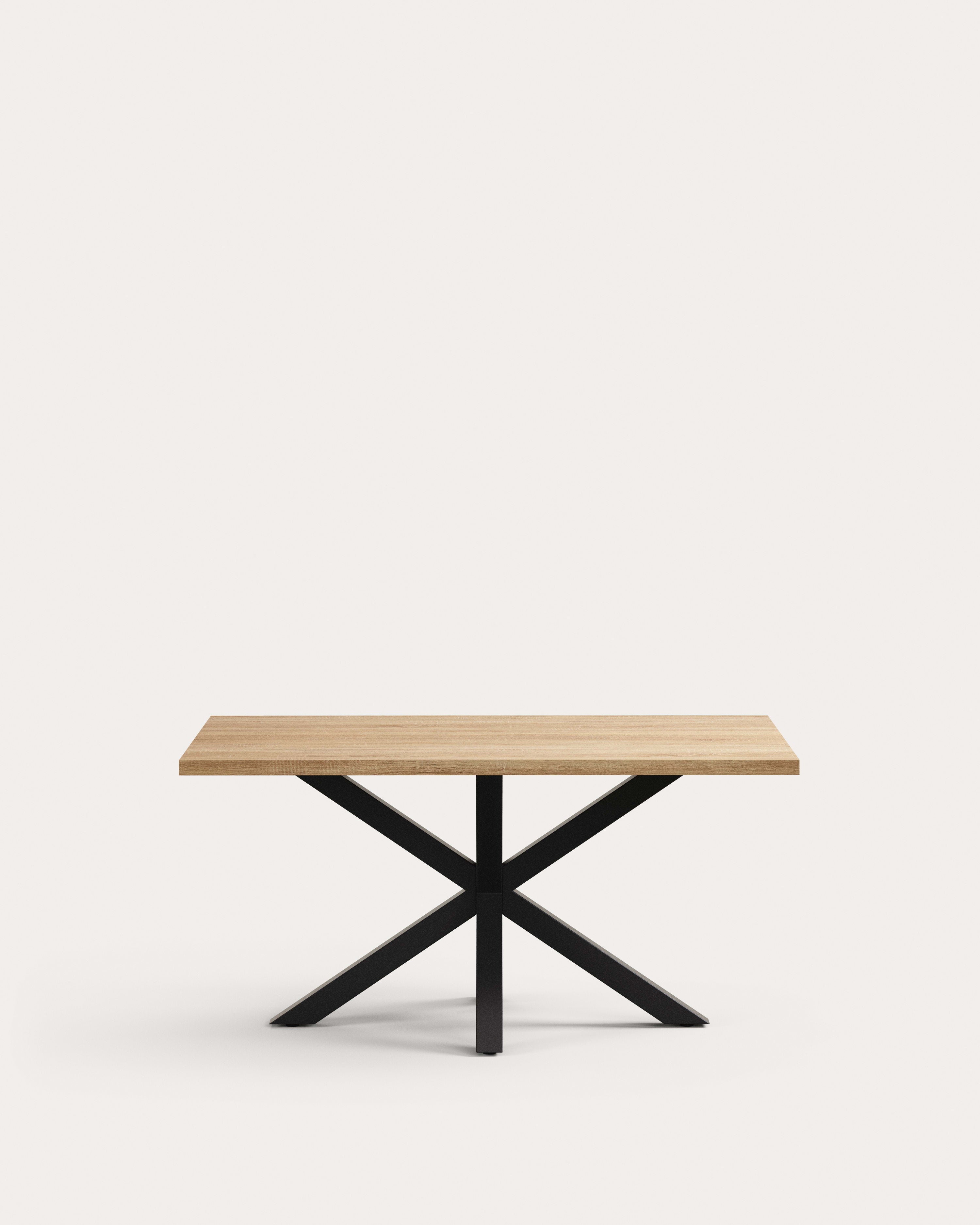 Argo table in melamine with natural finish and steel legs with black finish 160 x 100 cm - Product View